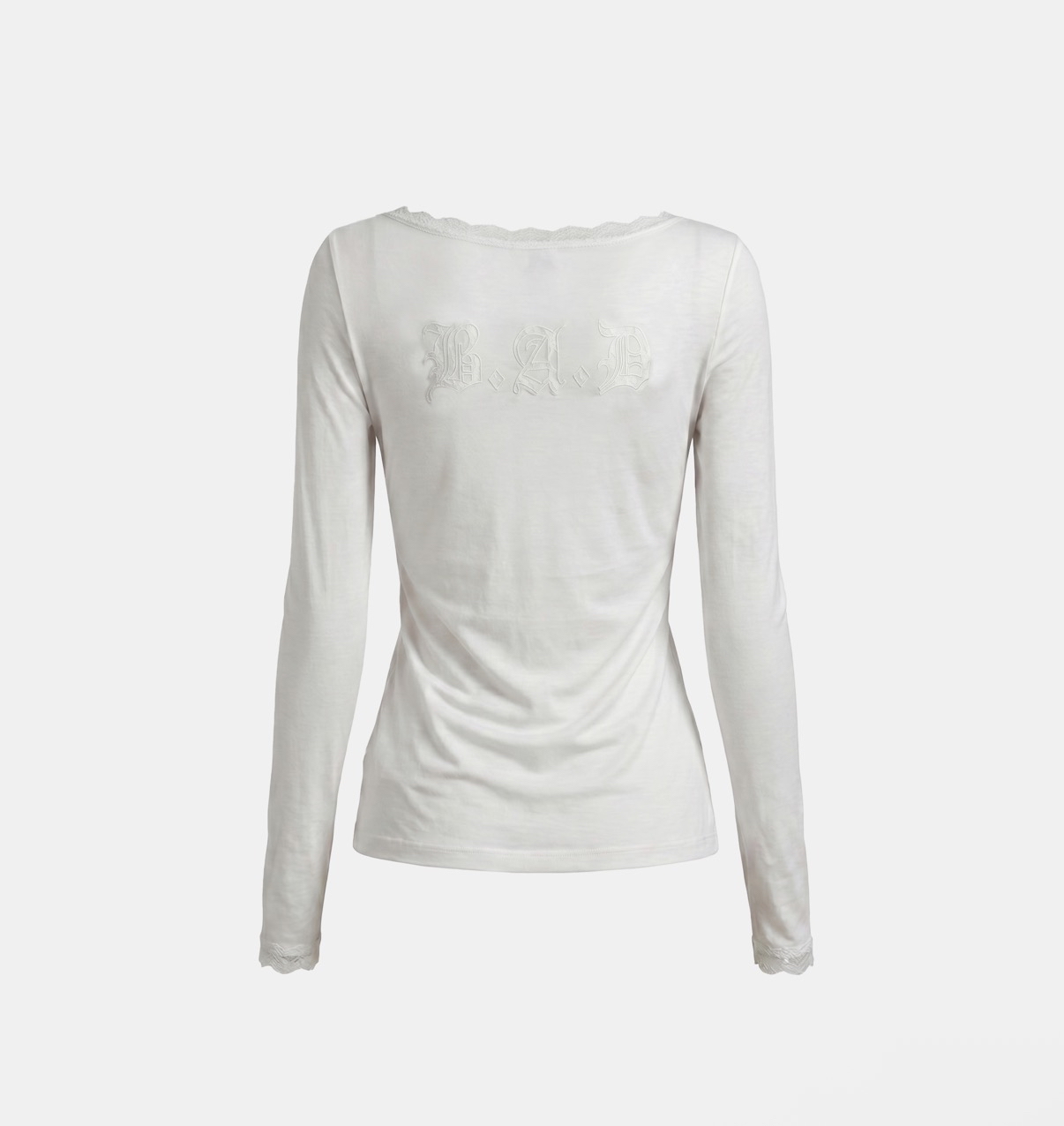 BADBLOOD新款 [w-tee26-178] Lace Layered Loose-Fit Long Sleeve T-Shirt - White