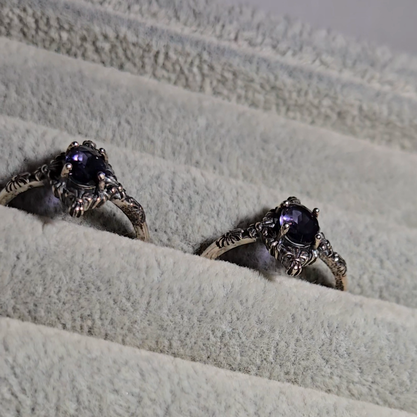 Iolite rings in adjustable sterling silver - JW35