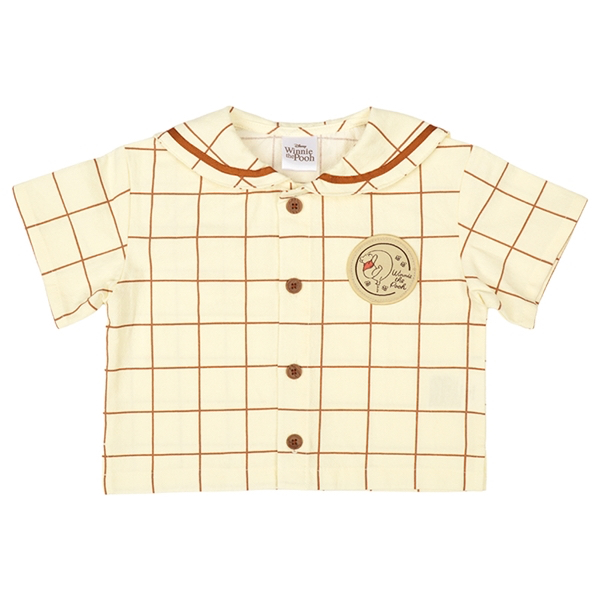 🇯🇵預訂 日本直送🇯🇵Winnie the pooh小熊維尼貼章格紋短袖水手領上衣
