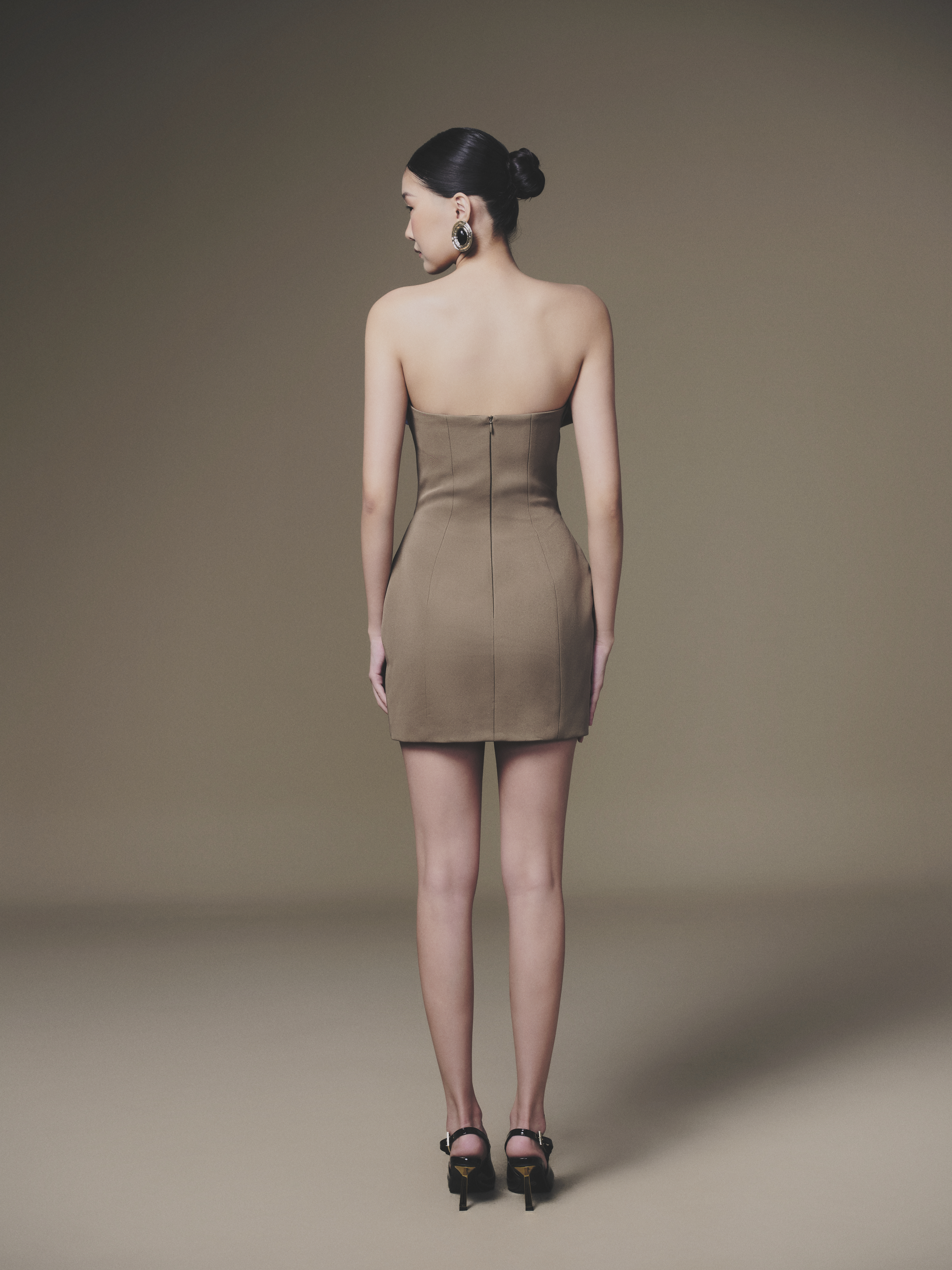 Brown Petal Bustier Dress