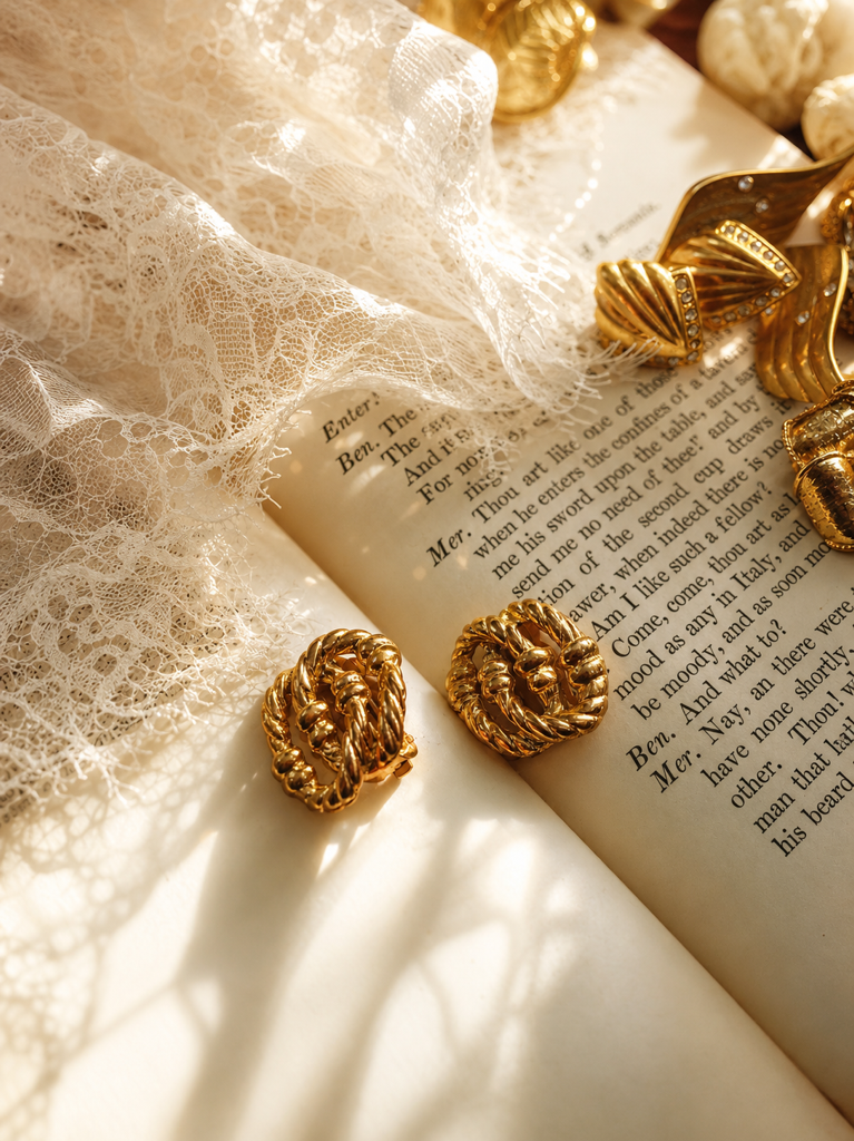 黄金時代的迴響 ∙ 西洋古董浮雕與金屬流光耳環系列 Echoes of the Golden Age ∙ Vintage Gilded Relief & Statement Earring Collection