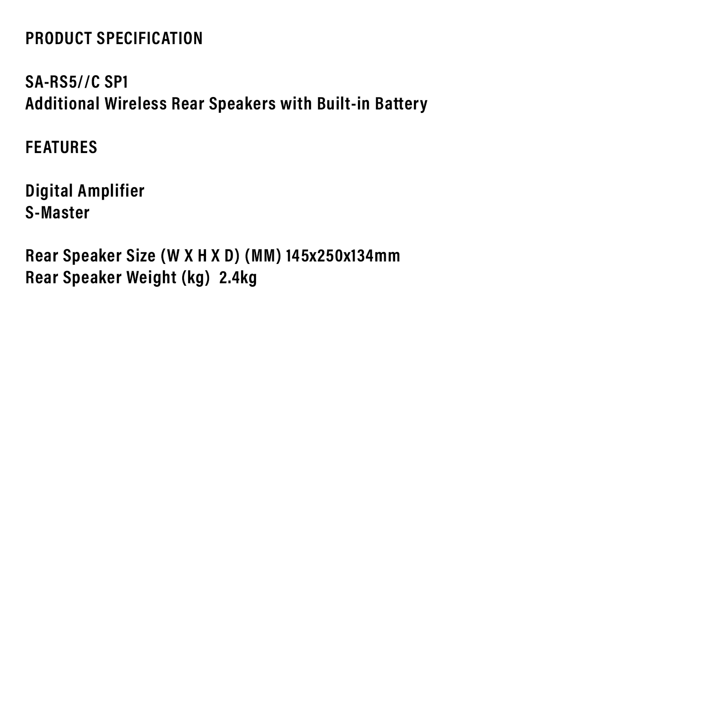 Sony Wireless Rear Speakers with Battery (SA-RS5)