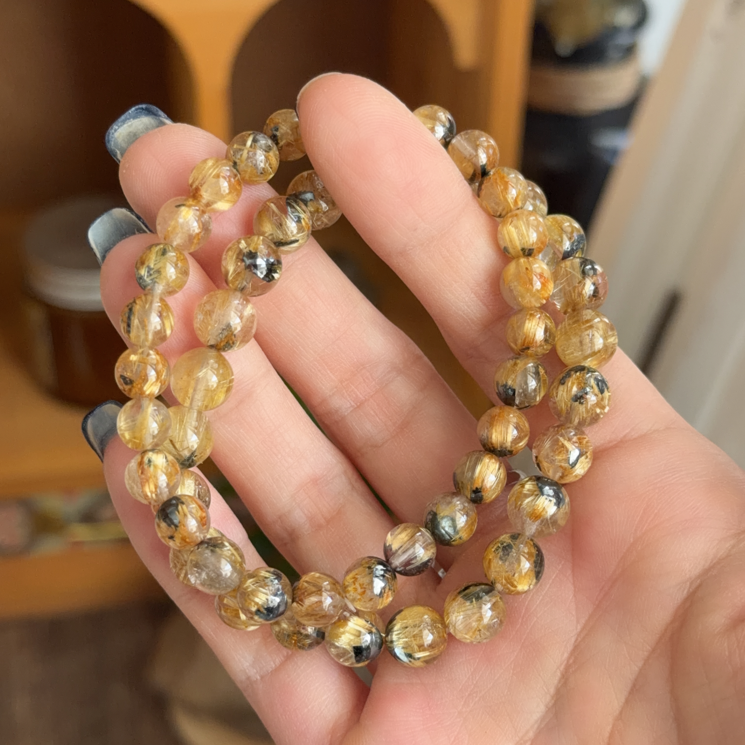  金鈦晶共生赤鐵礦手串