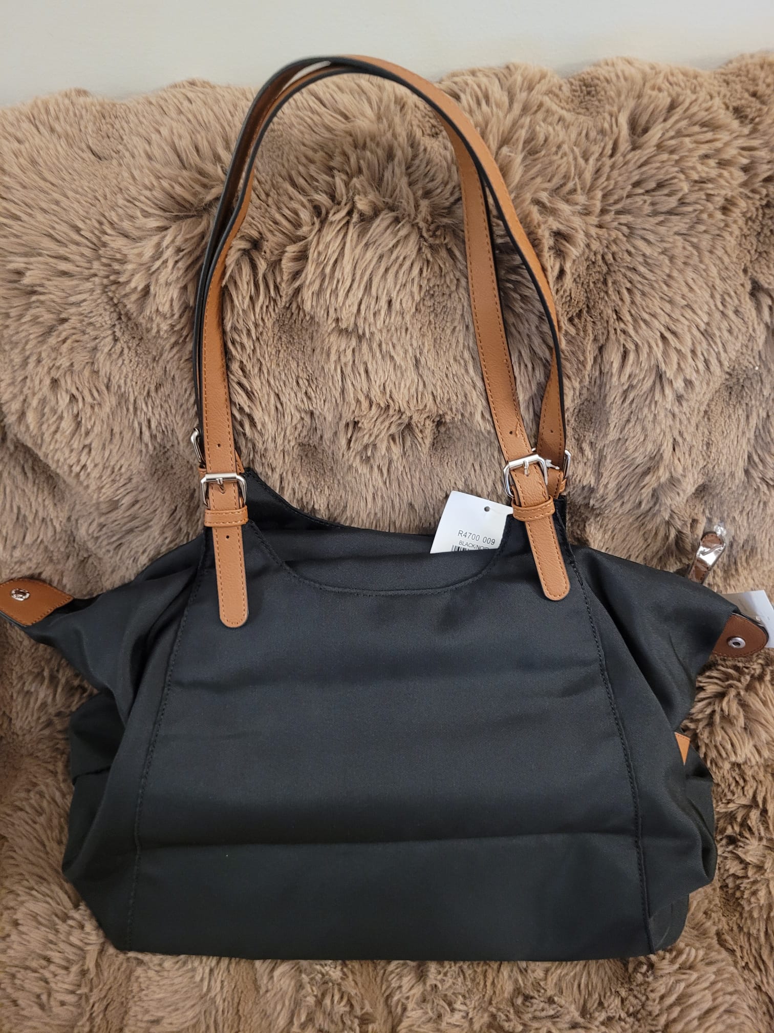 Roots 經典黑色皮革肩帶 Tote Bag 托特包