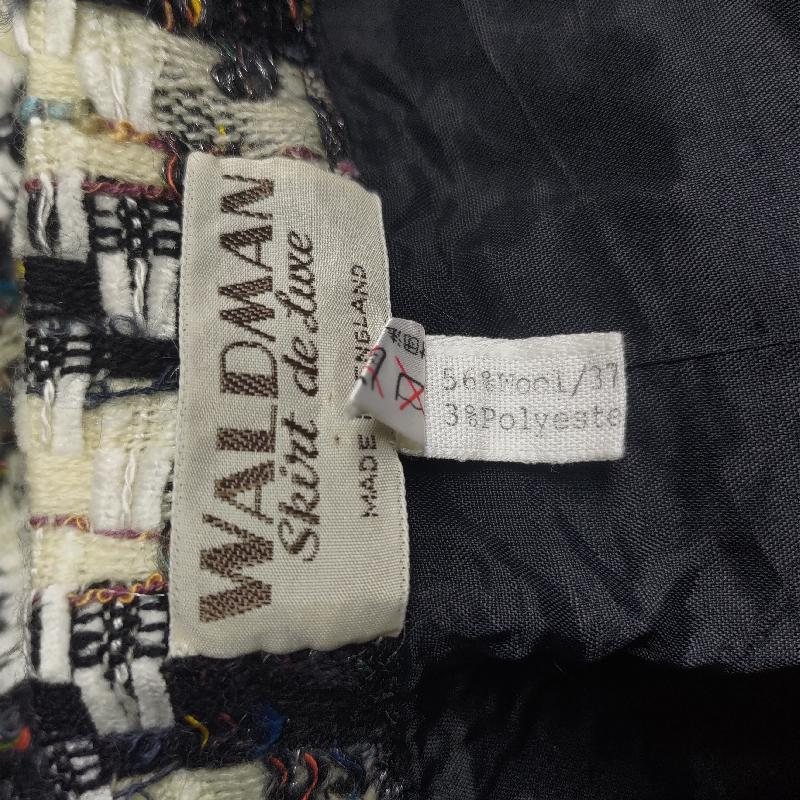 Vintage Made in England Waldman Houndstooth Pattern Woolly Skirt - Waist 27" (MU023)
