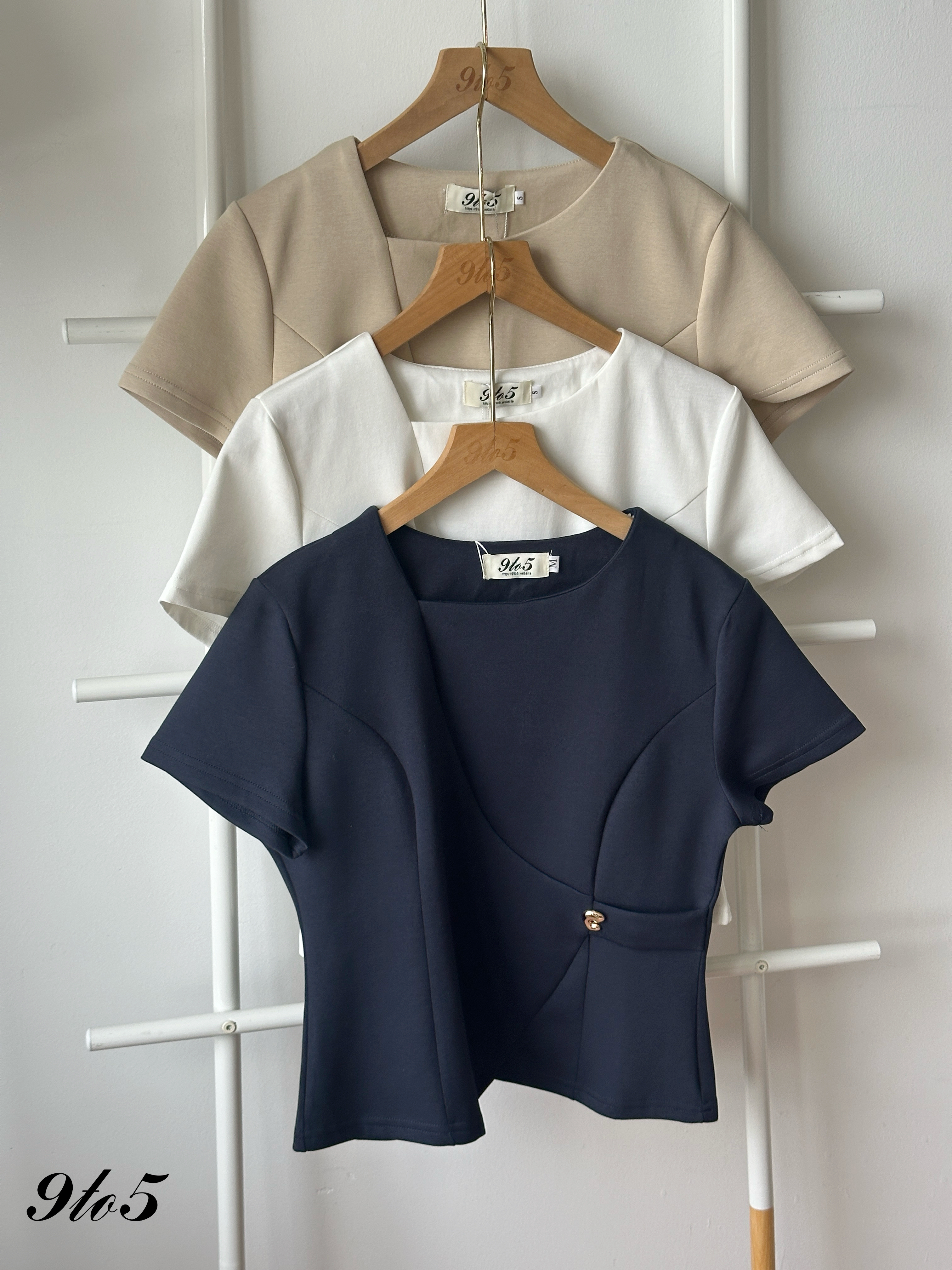 T4358 Irregular Collar Peplum Top - 3 Colors 
