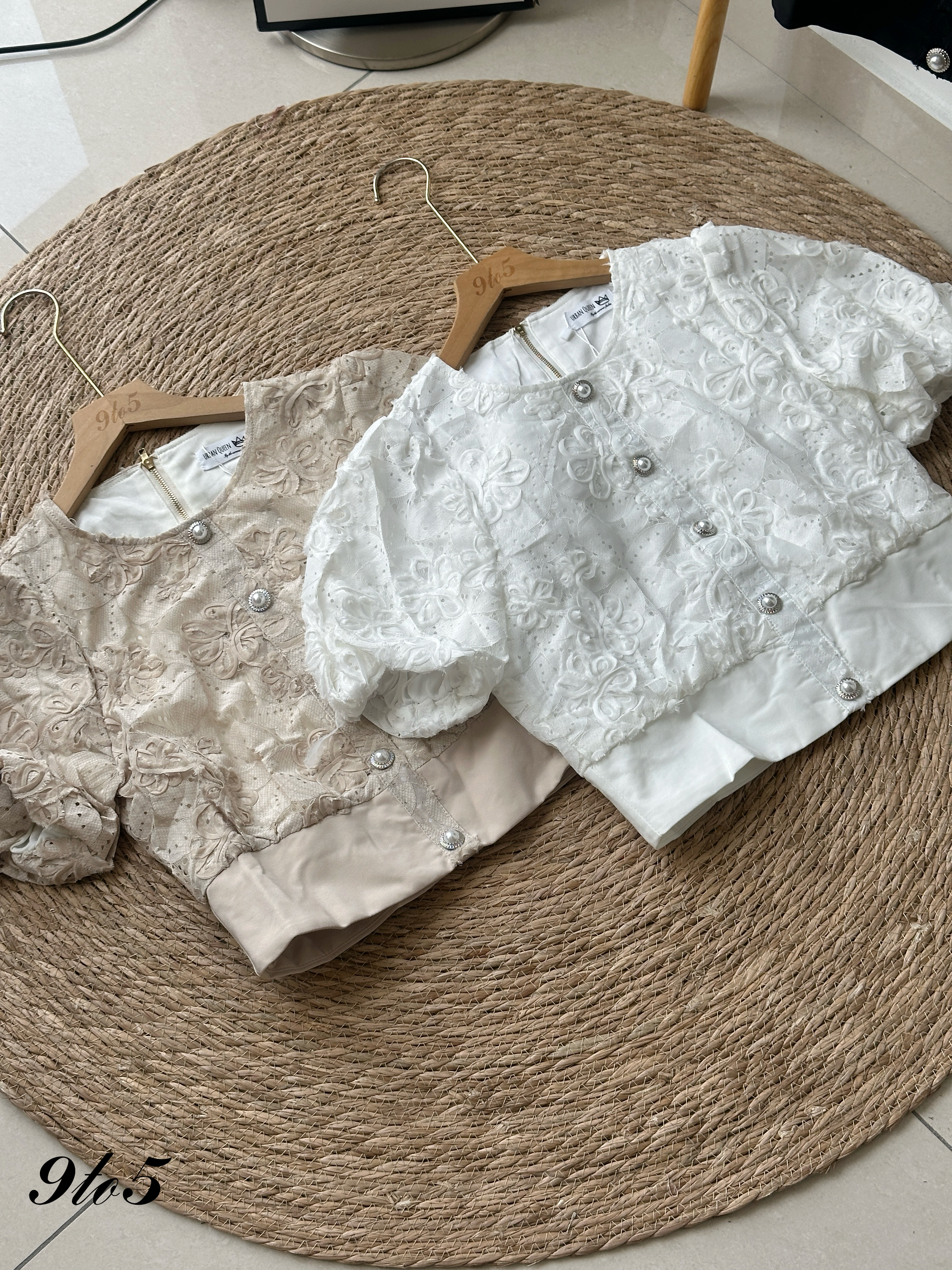 T4097 Puff Sleeve Lace Top - 3 Colors 