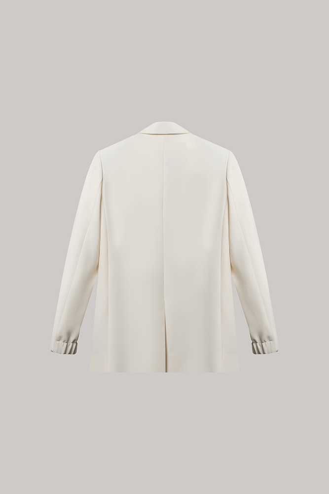 Ivory Sport-Luxe Tailored Blazer with Stripe Detailing