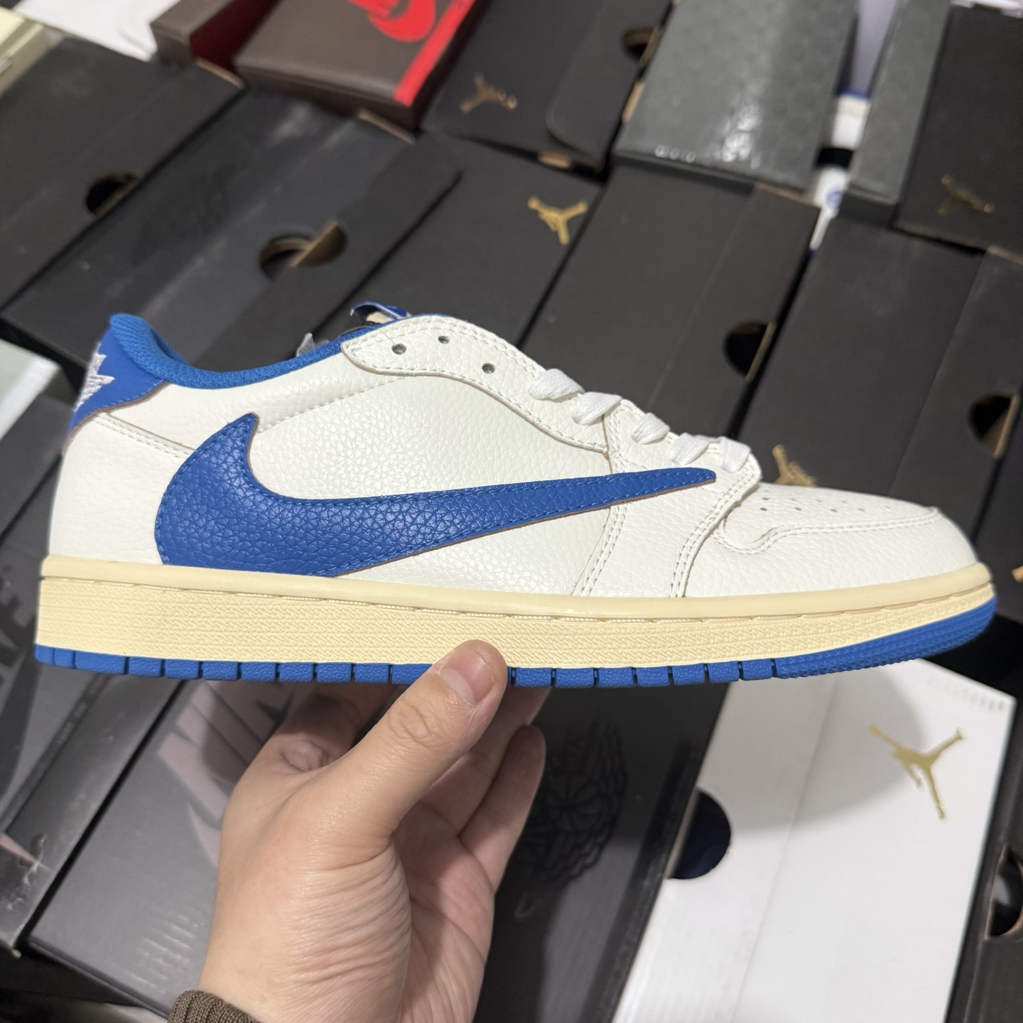  Travis Scott x Fragment Design x Air Jordan 1 Retro Low OG SP "Sail Military Blue" DM7866-104