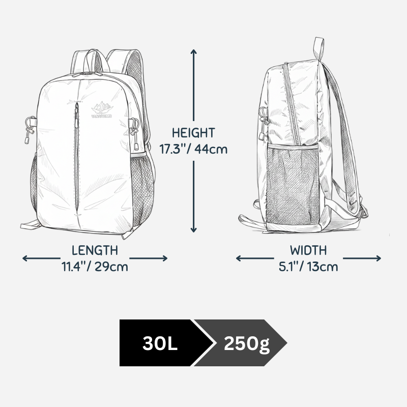 30 L Retractable Hiking Backpack / Travel Backpack
