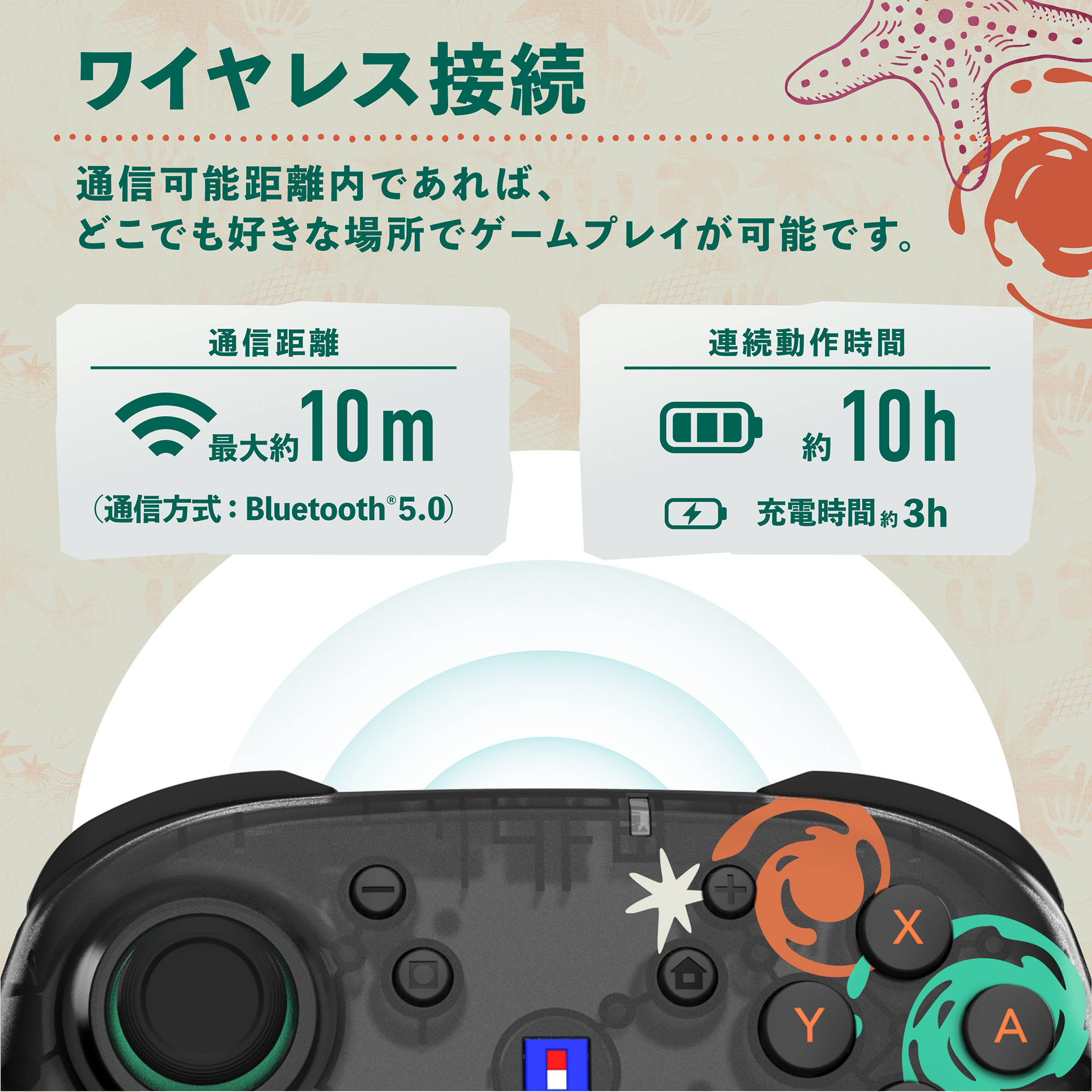 HORI NS2 無線控制器 斯普拉遁 塗擊隊 (NSX-239)        HORI NS2  Wireless Controller Splatoon Raiders (NSX-239)