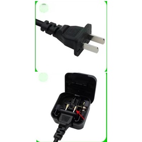 2flat pin to 3 pins Socket adaptor convertor with Safety Fuse
