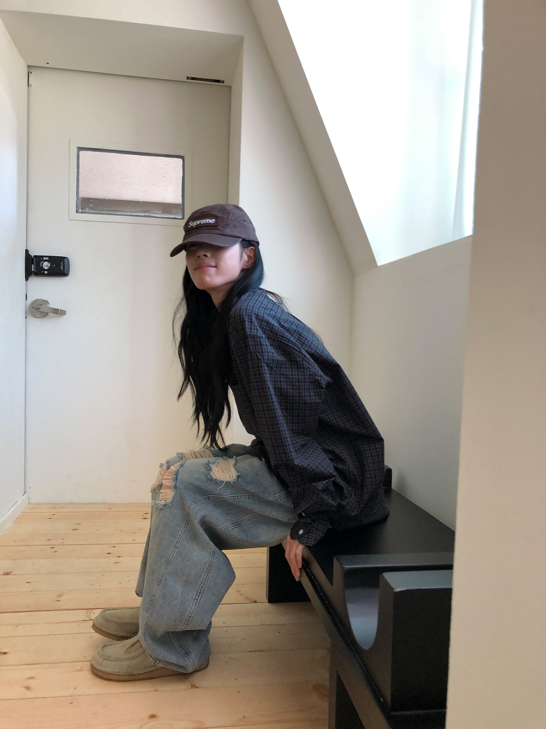 Oversized Plaid Cotton Shirt(Unisex)