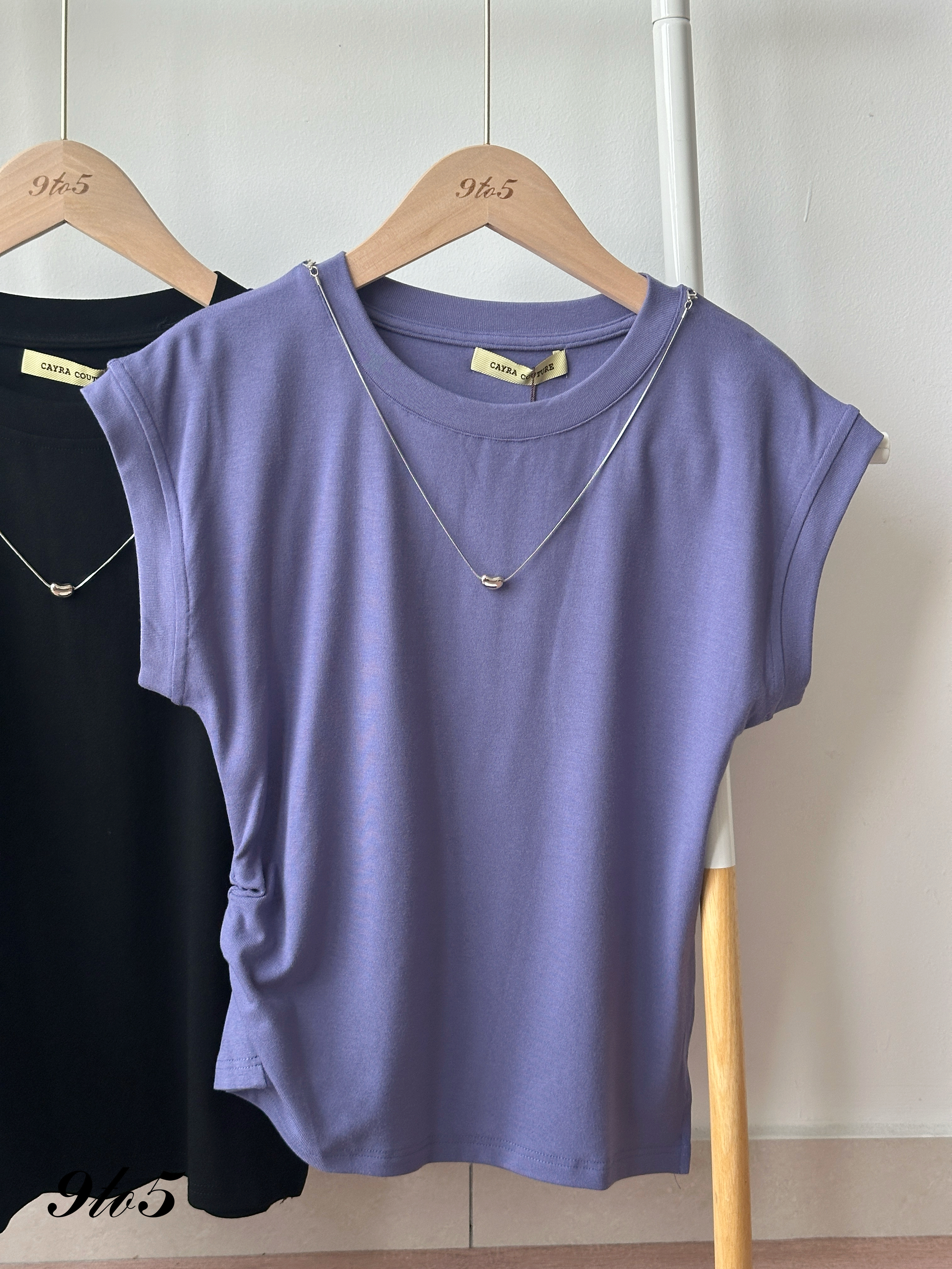 T4276 Cape Sleeve Side Ruched Top - 4 Colors 