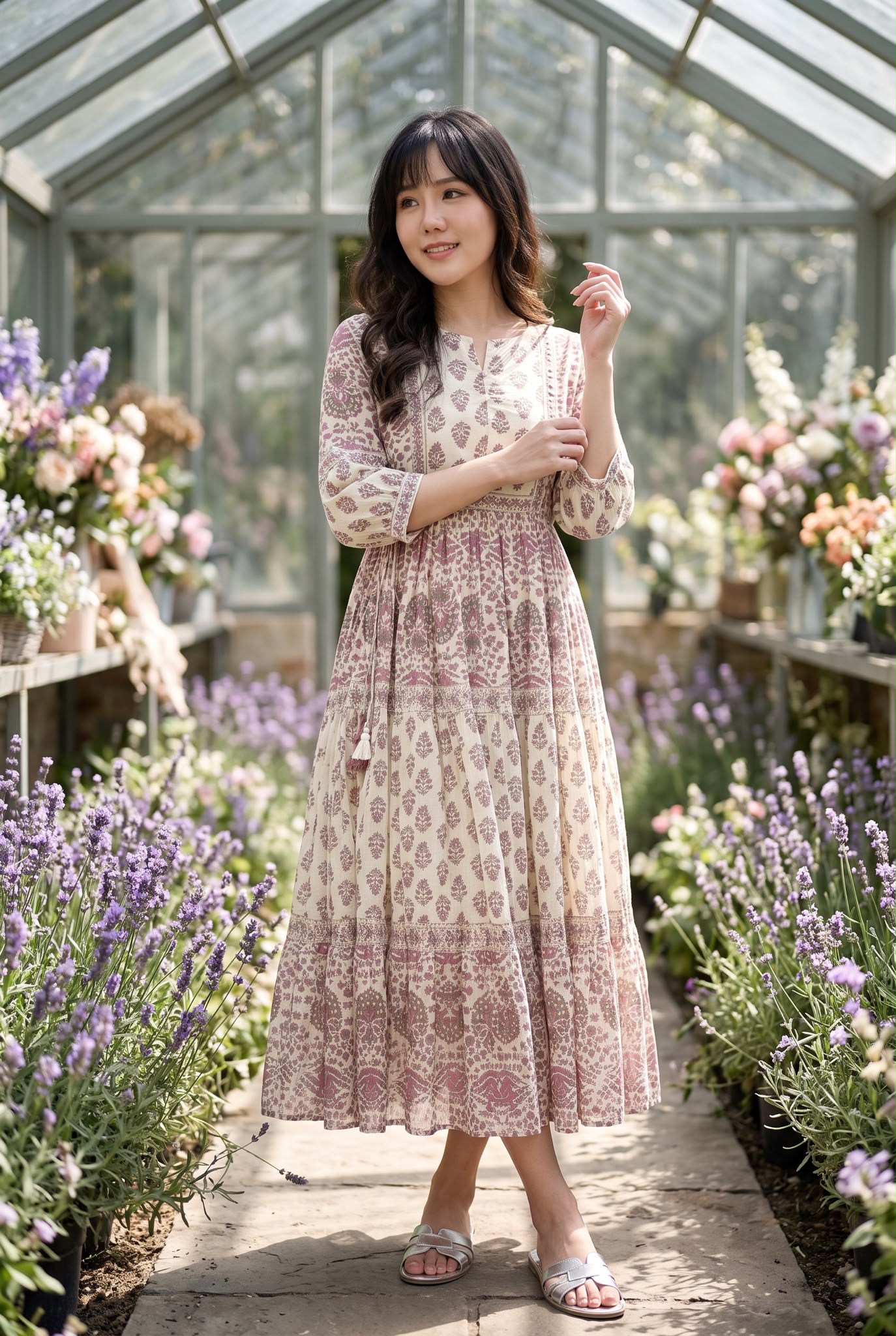 3310 Lavender Beige Floral 4-Rope OP 48"