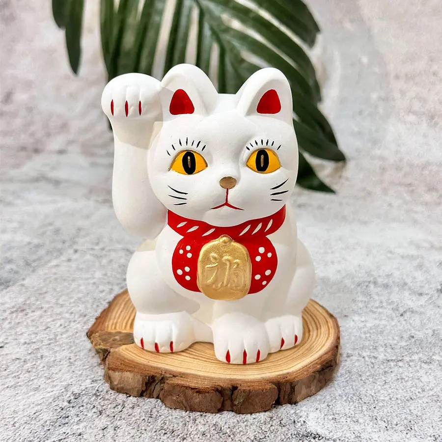 📦訂購 台灣代購 加藤陶器 瀨戶燒手繪陶瓷招財貓 花紋白