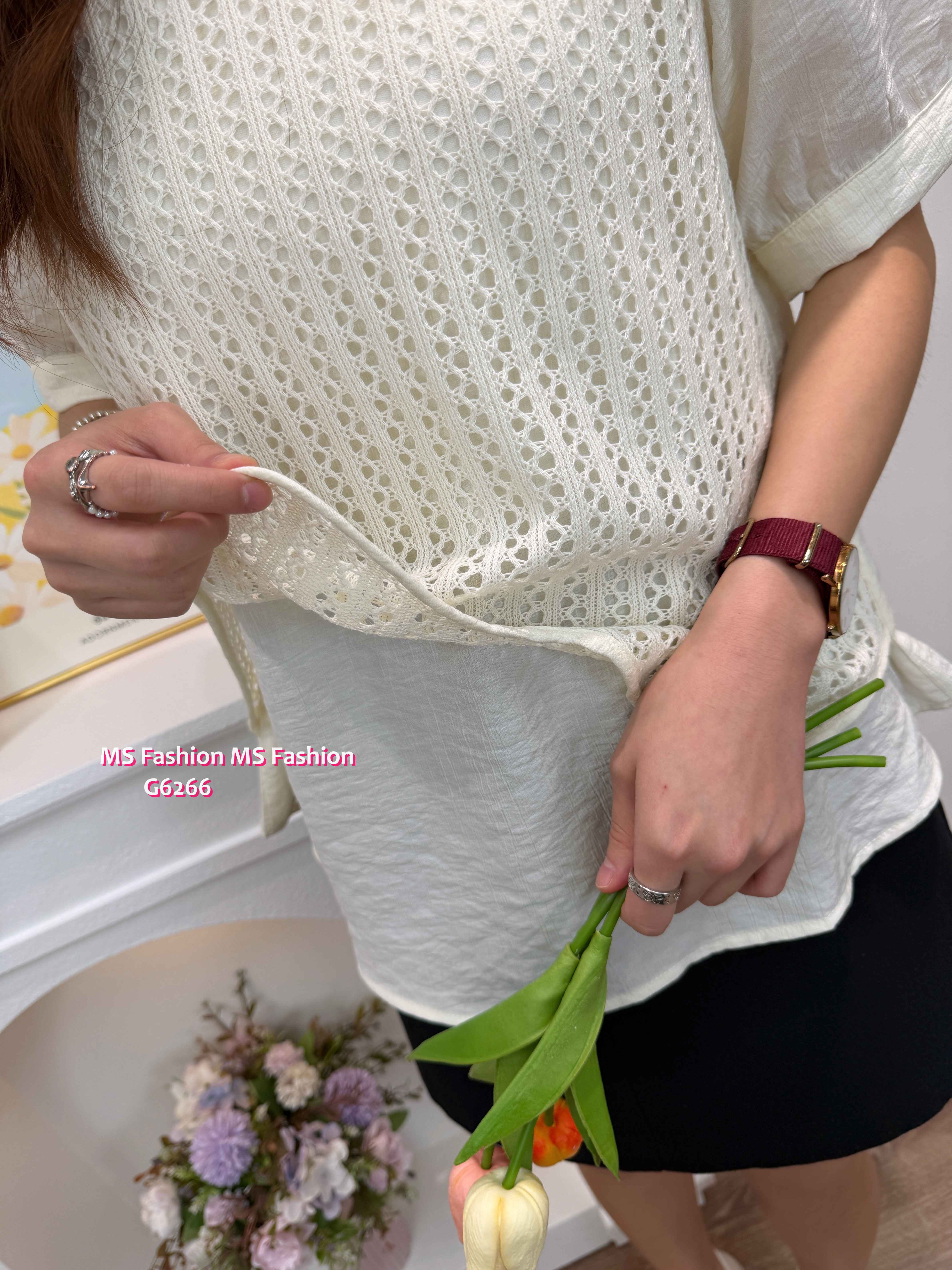 G6266 韓國🇰🇷特色通花拼布top