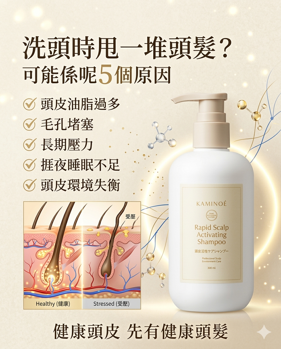 16/3 出貨 增長頭髮必用《外泌體-KAMINOÉ Rapid Scalp Activating Shampoo 頭皮活性ケアシャンプー》