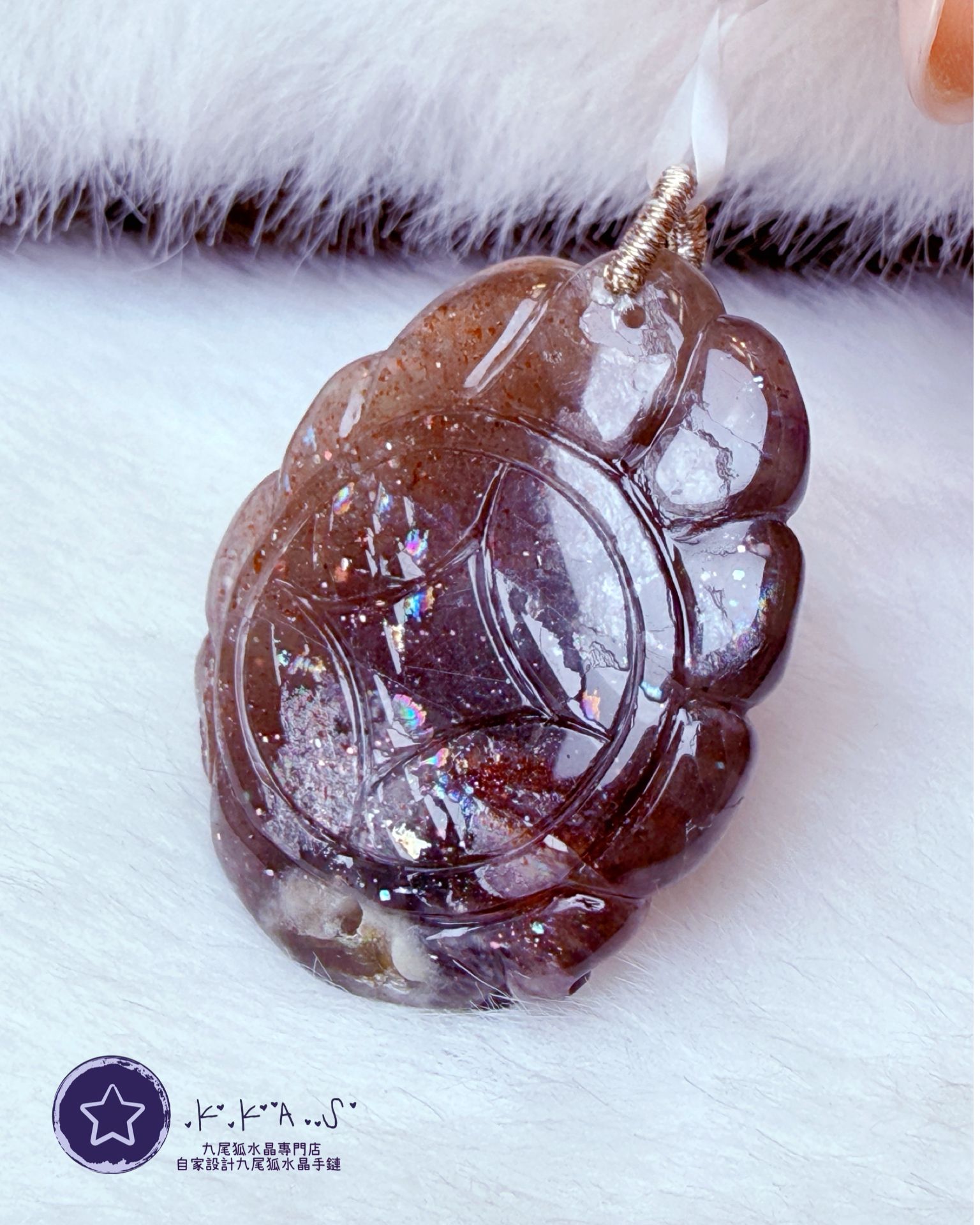 K00174 特價黑金骨幹 公主狐 - 吊墜/手牌兩用款