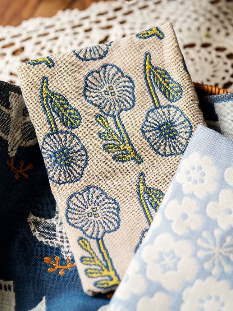 日本製純棉飛鳥花朵抹布