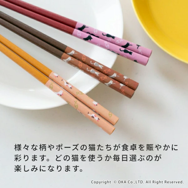 🔥🔥【日本製《ISHIDA》貓咪系列 天然木防滑筷子 5膳組】