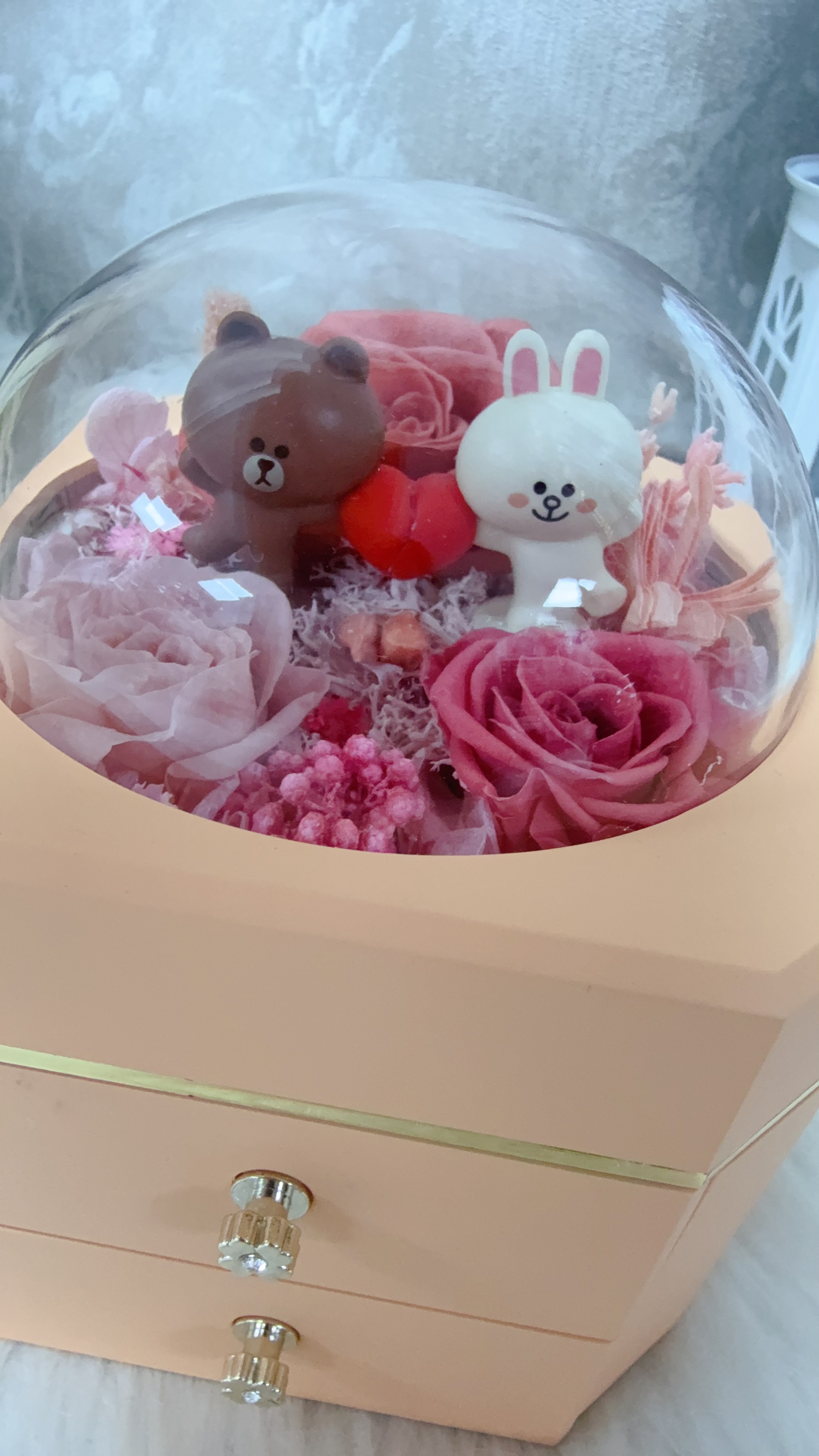 Live friends 復古玫瑰永生花飾物盒