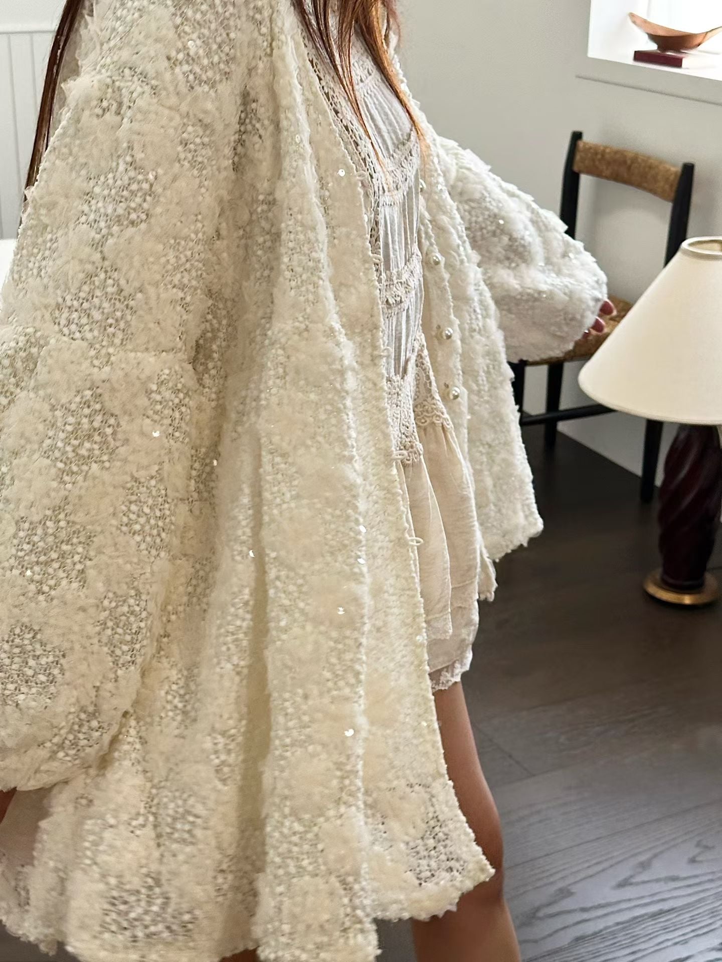 Elegant textured cardigan (ivory)