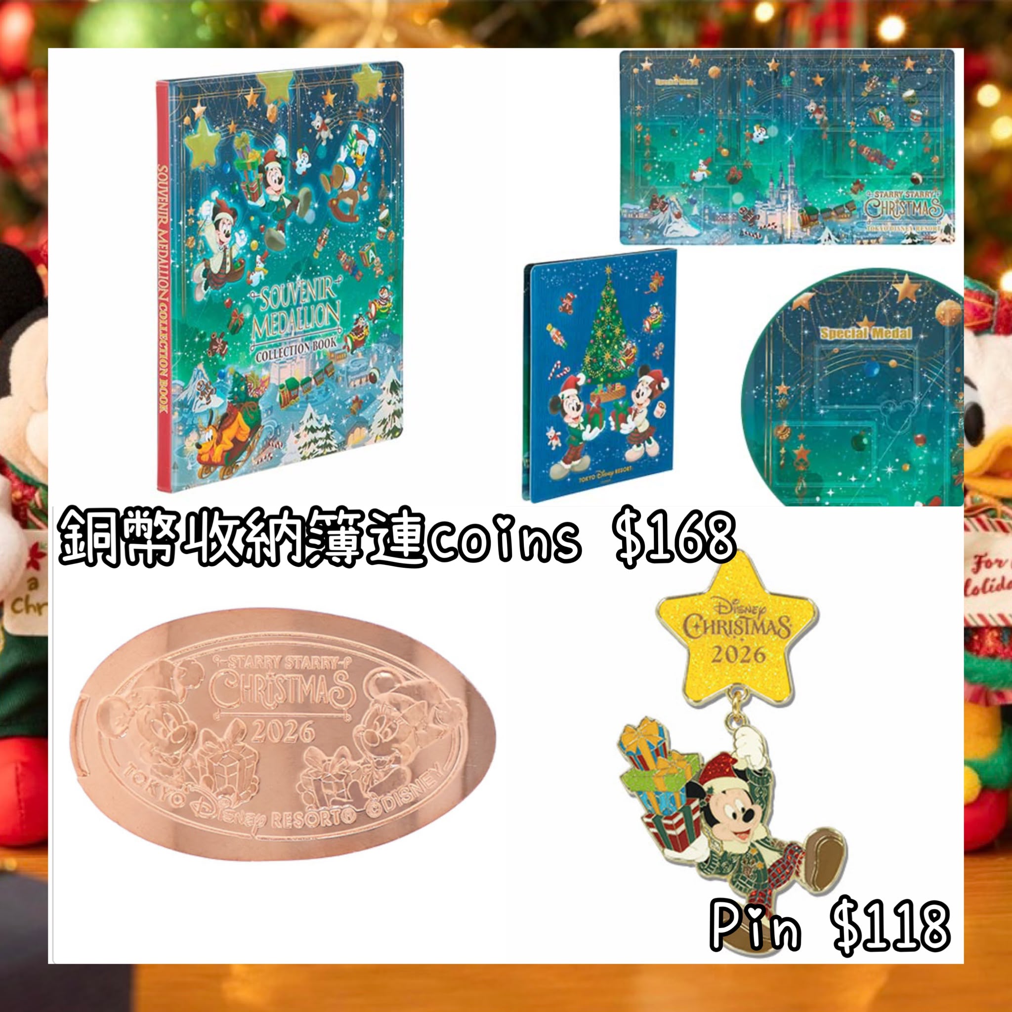 ：日本：2026 XMAS DISNEYLAND 園區產品 STARRY STARRY CHRISTMAS 10/11 日本發賣 銅幣收納簿 連COINS PIN