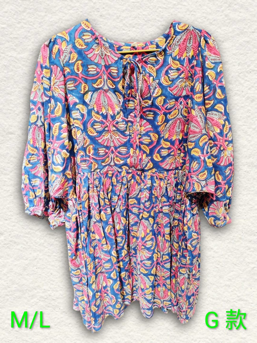 印度木刻印花純綿連身裙