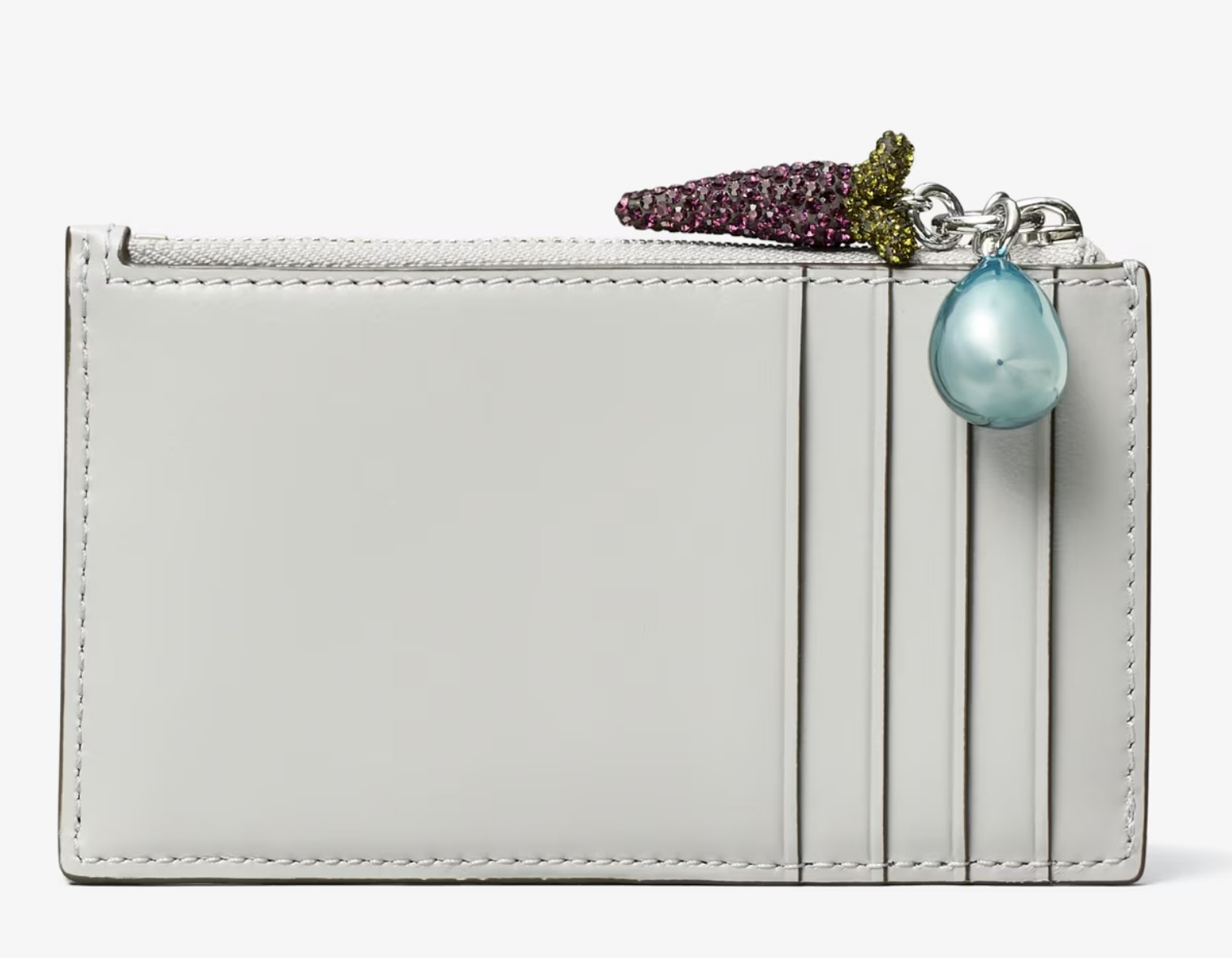 Tory Burch Kira Diamond Quilt Distressed Charm Zip Card Case