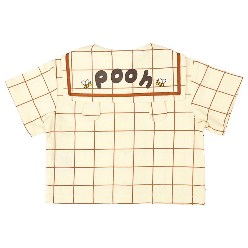 🇯🇵預訂 日本直送🇯🇵Winnie the pooh小熊維尼貼章格紋短袖水手領上衣