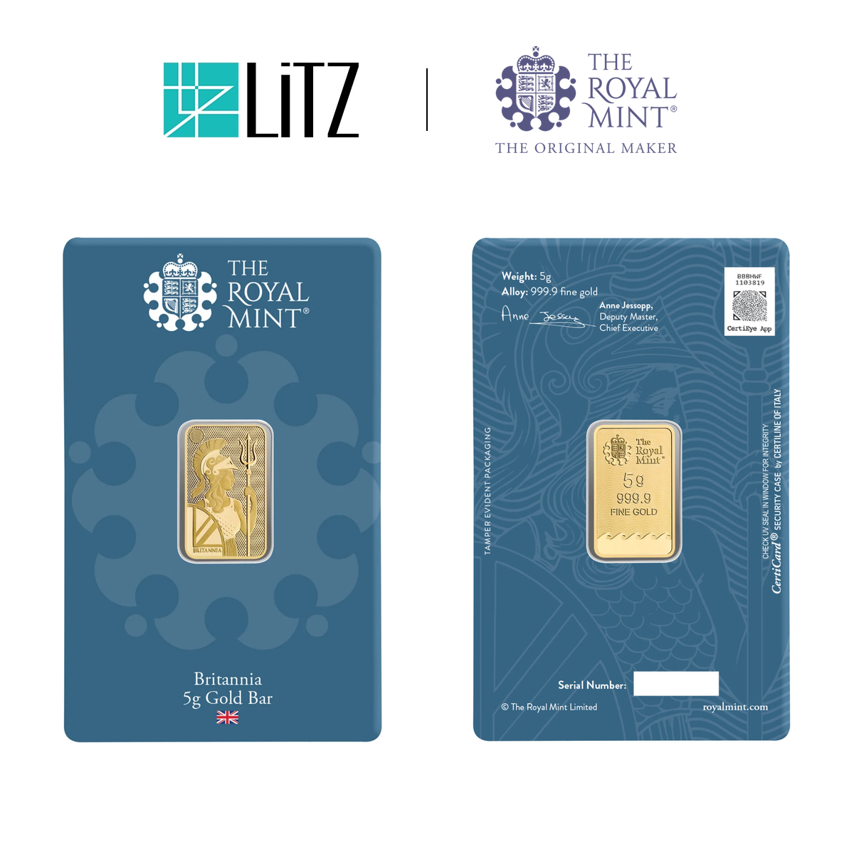 [5 gram] LITZ Royal Mint Britannia Gold Bar (999.9) PG302