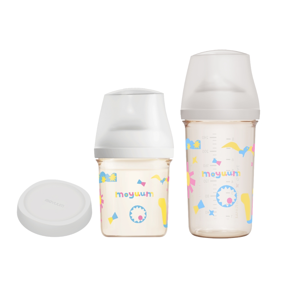Moyuum - mov.aa PPSU圓口偏心防漲氣奶瓶160+250ml(白色)送mov.aa奶瓶蓋配件(白色)_MY289