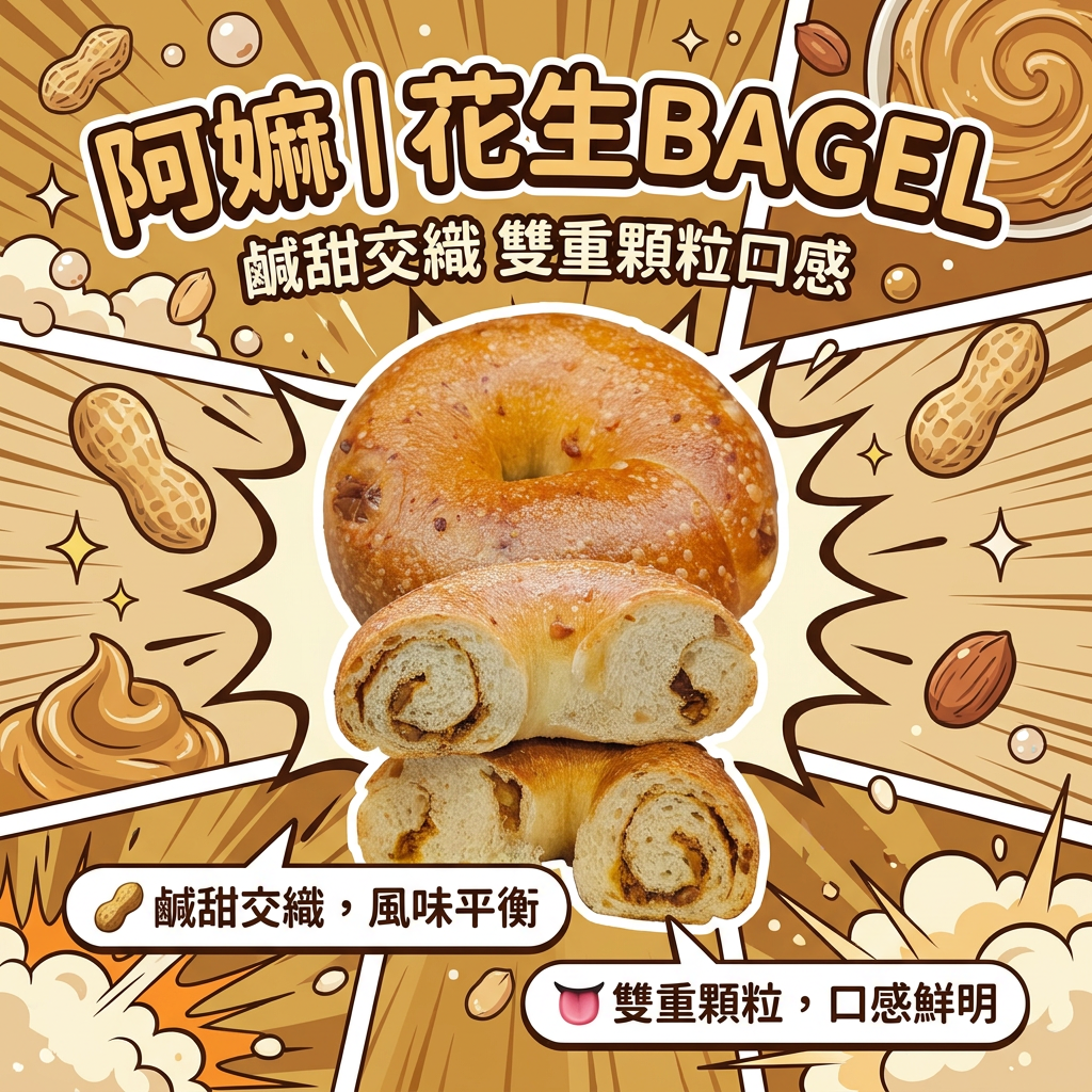 阿嫲｜花生BAGEL｜鹹甜交織 雙重顆粒口感