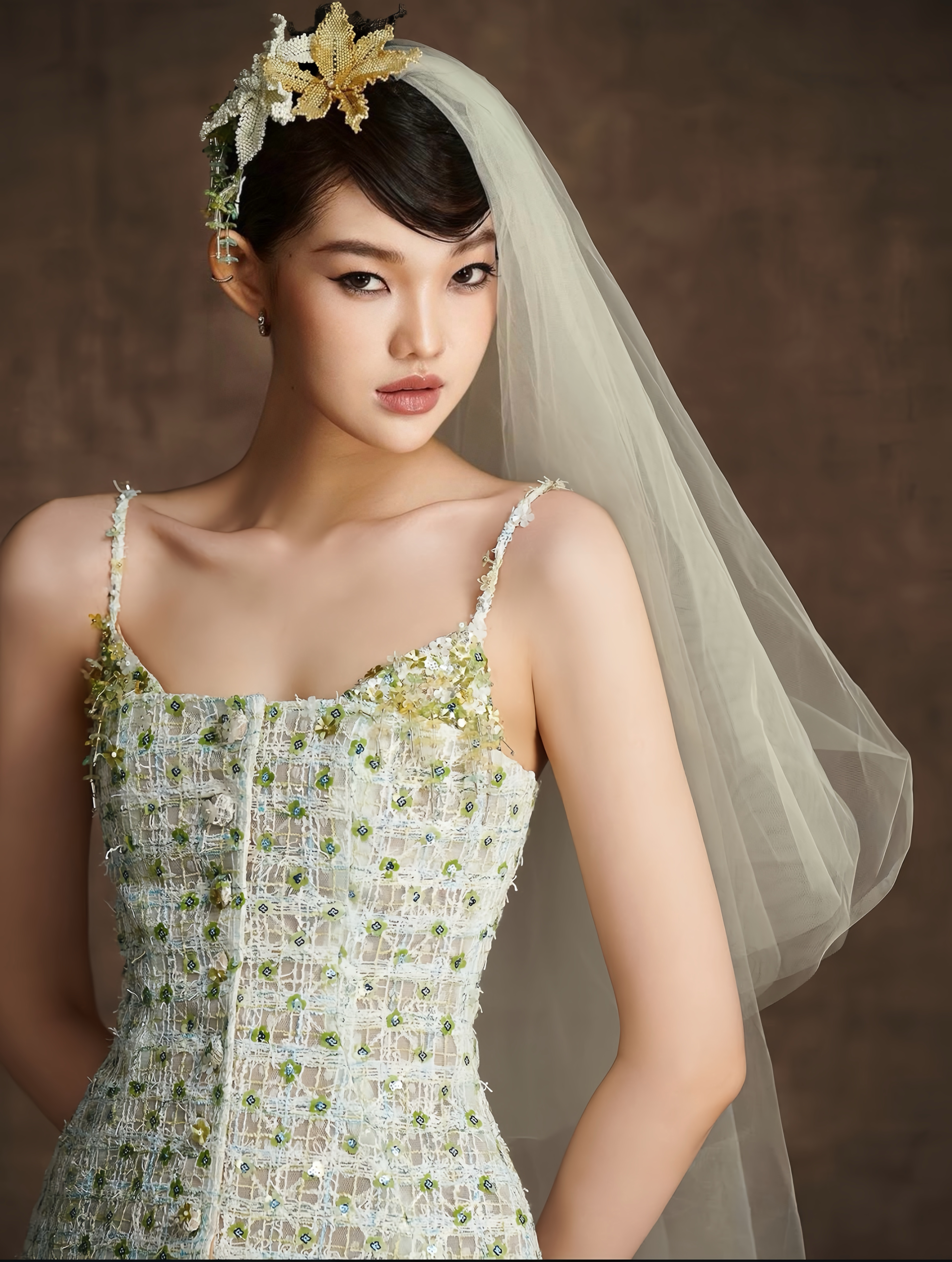 Beaded Tube Top& Tweed Skirt 