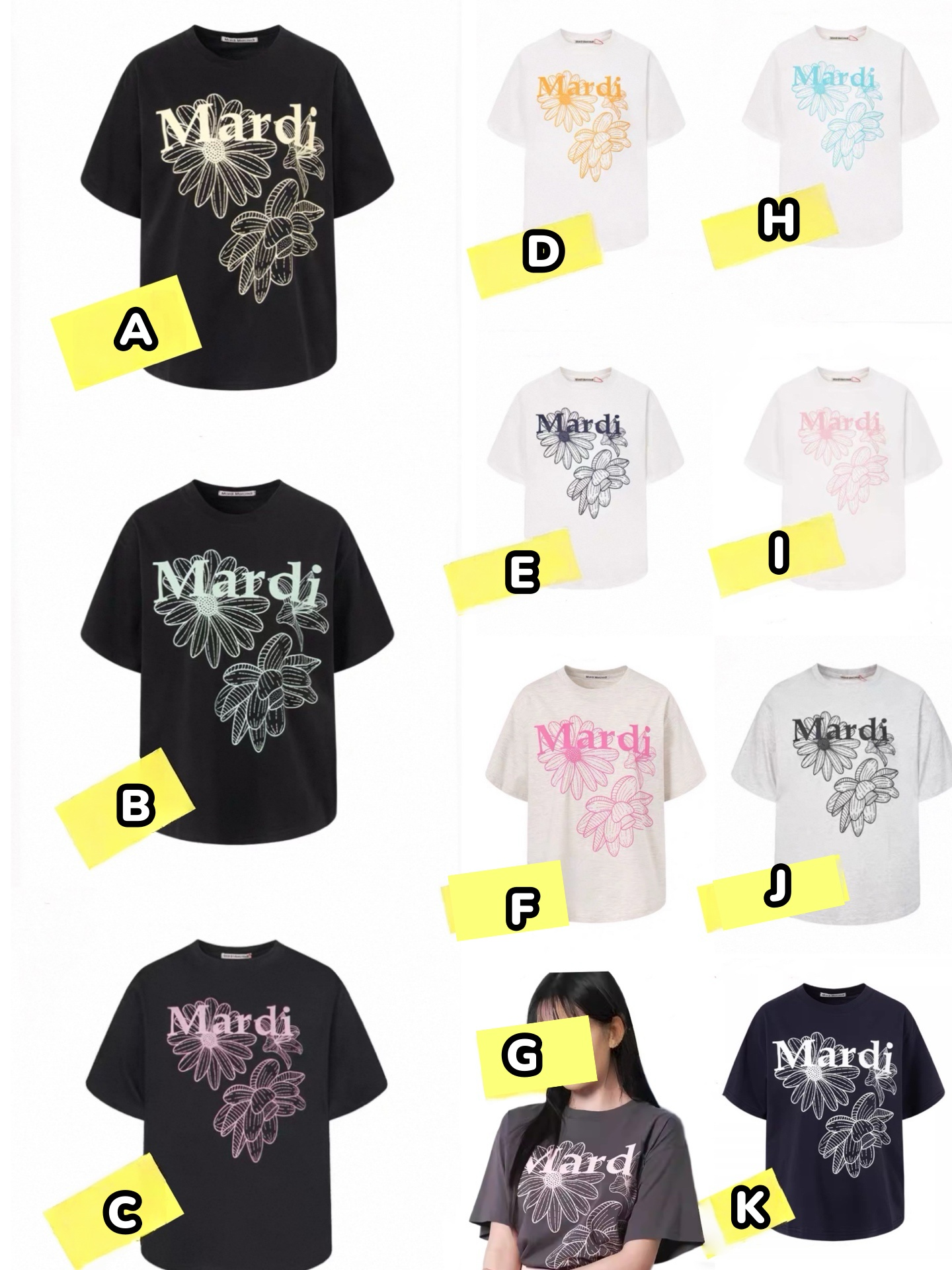 Mardi Mercredi 前三朵花印花短袖Tee