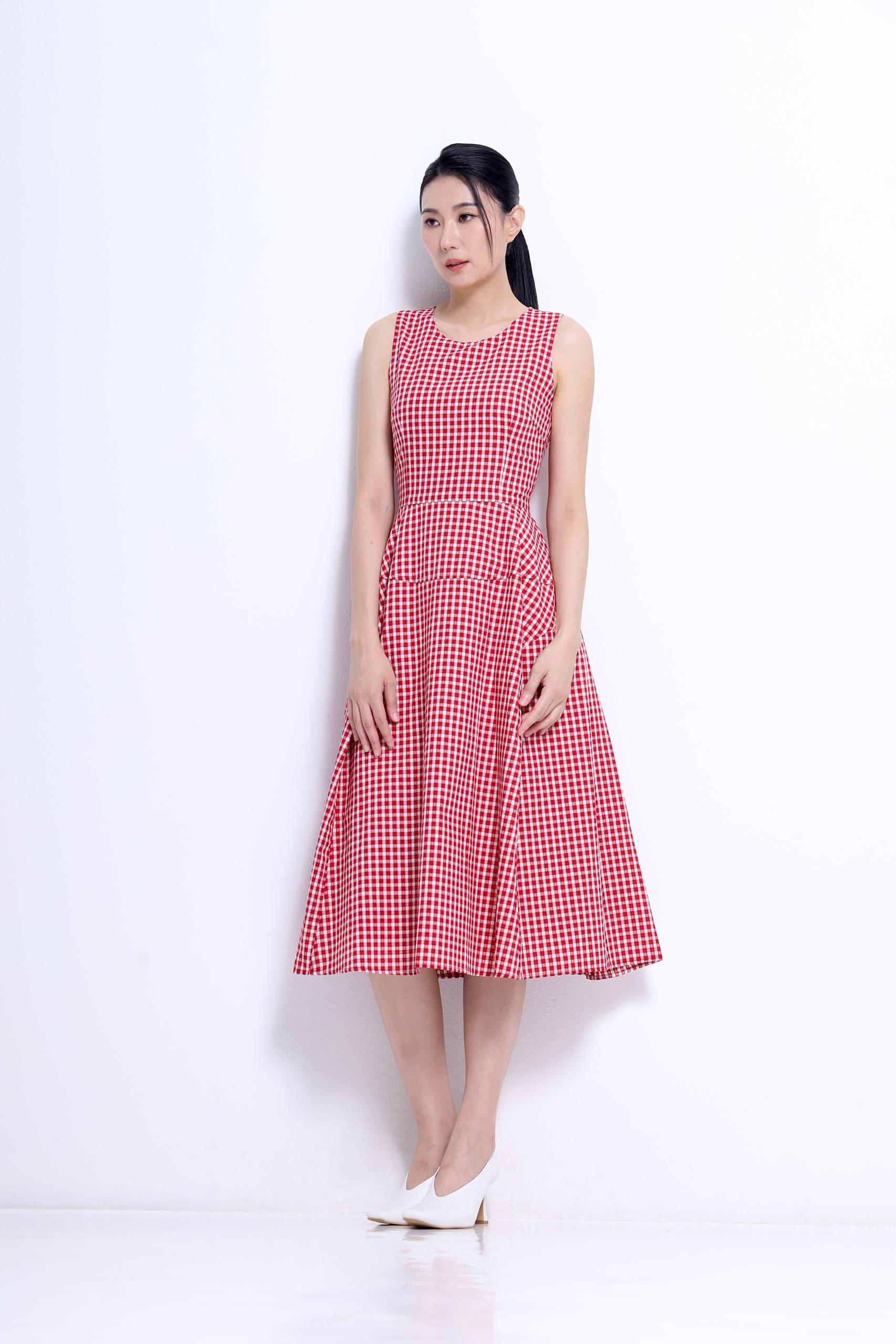 CD2154 Charlotte Gingham Midi Dress