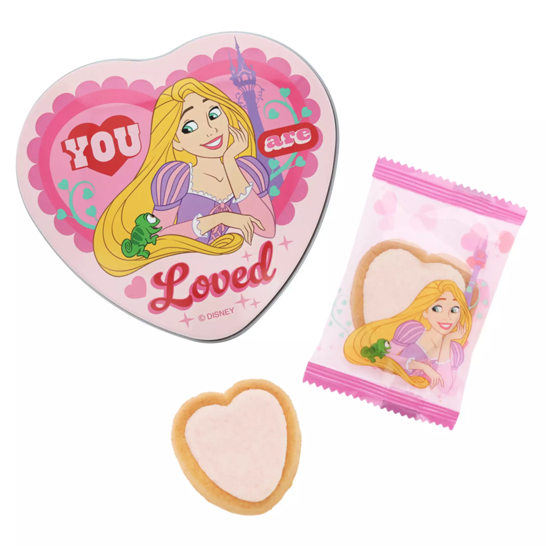 日本預訂📍東京迪士尼公長髮主圖案心心鐵盒餅乾