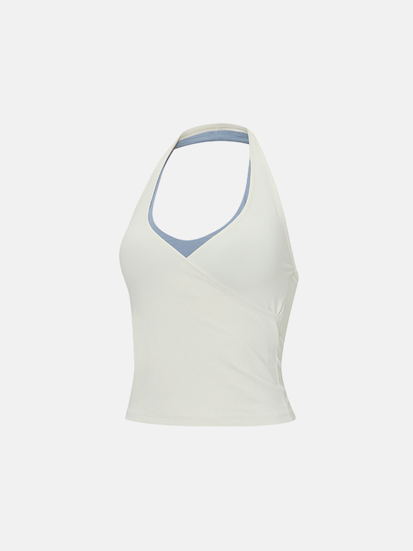 女神風交疊掛頸Top 預購_Layered Halter Tank Top by Grandeline