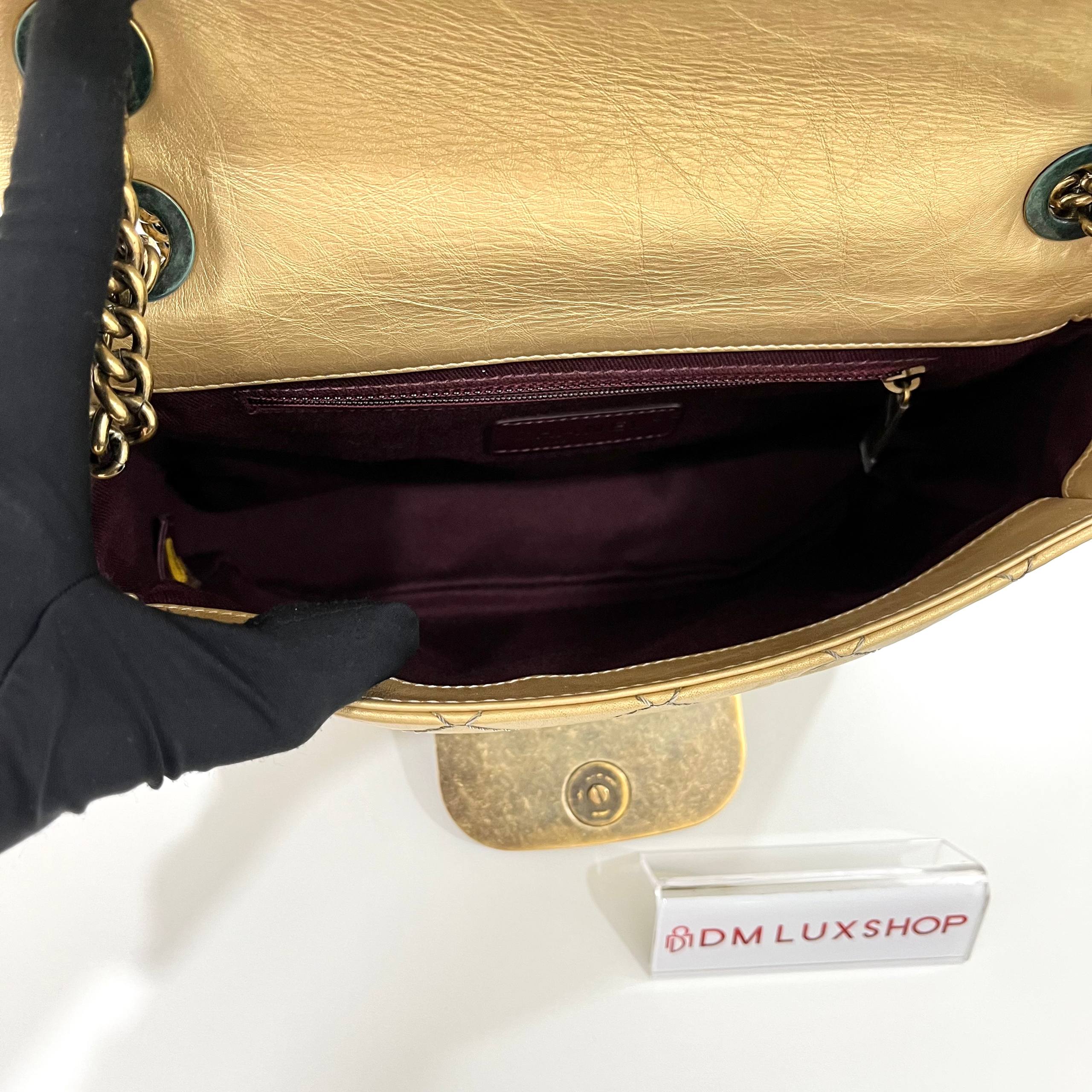 Chanel Champagne Metallic Aged Calfskin Quilted CC Flap Bag GHW (Serial 17 Y: 2013)
