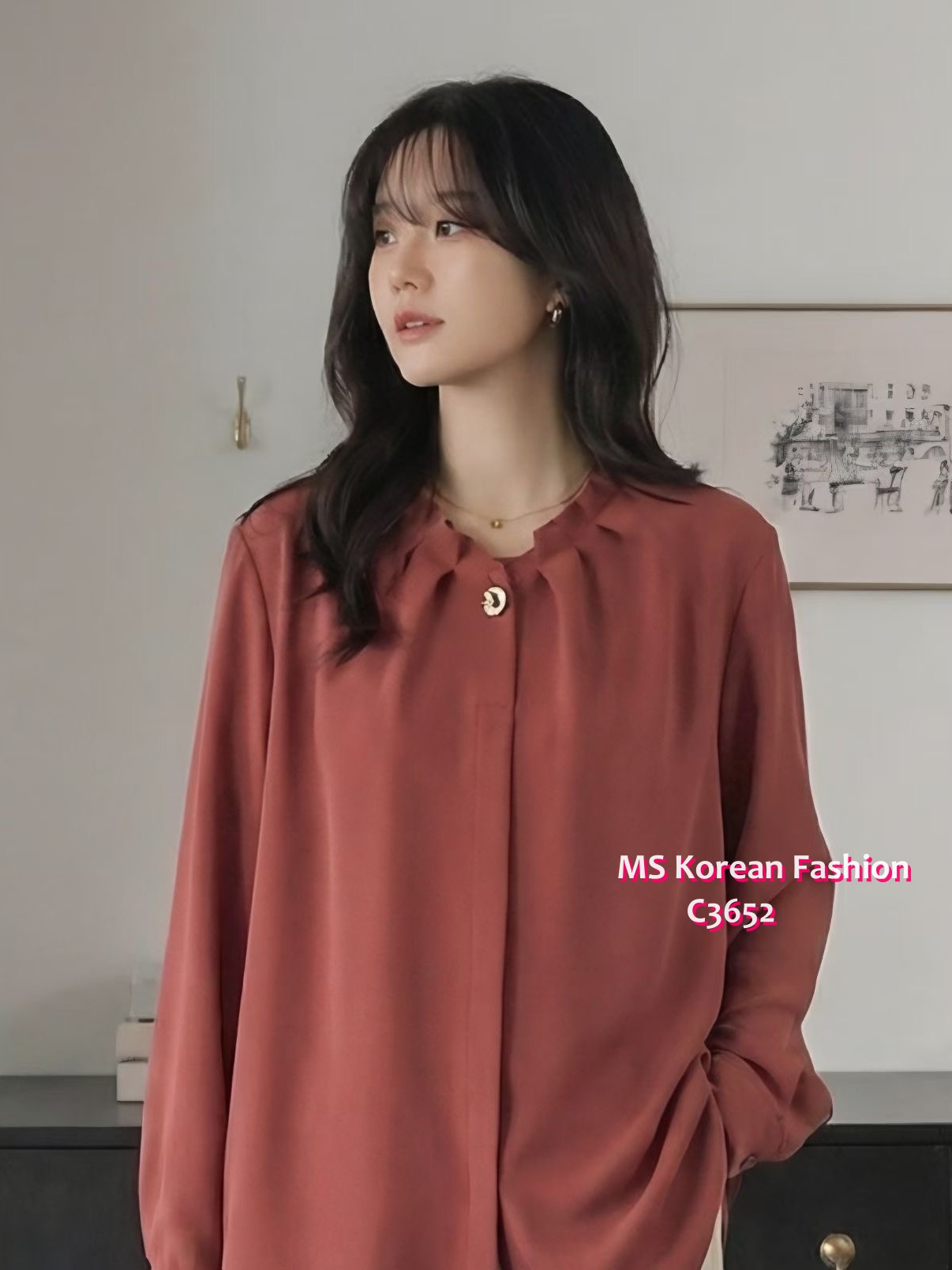 C3652 韓國🇰🇷靚料ruffle V領top