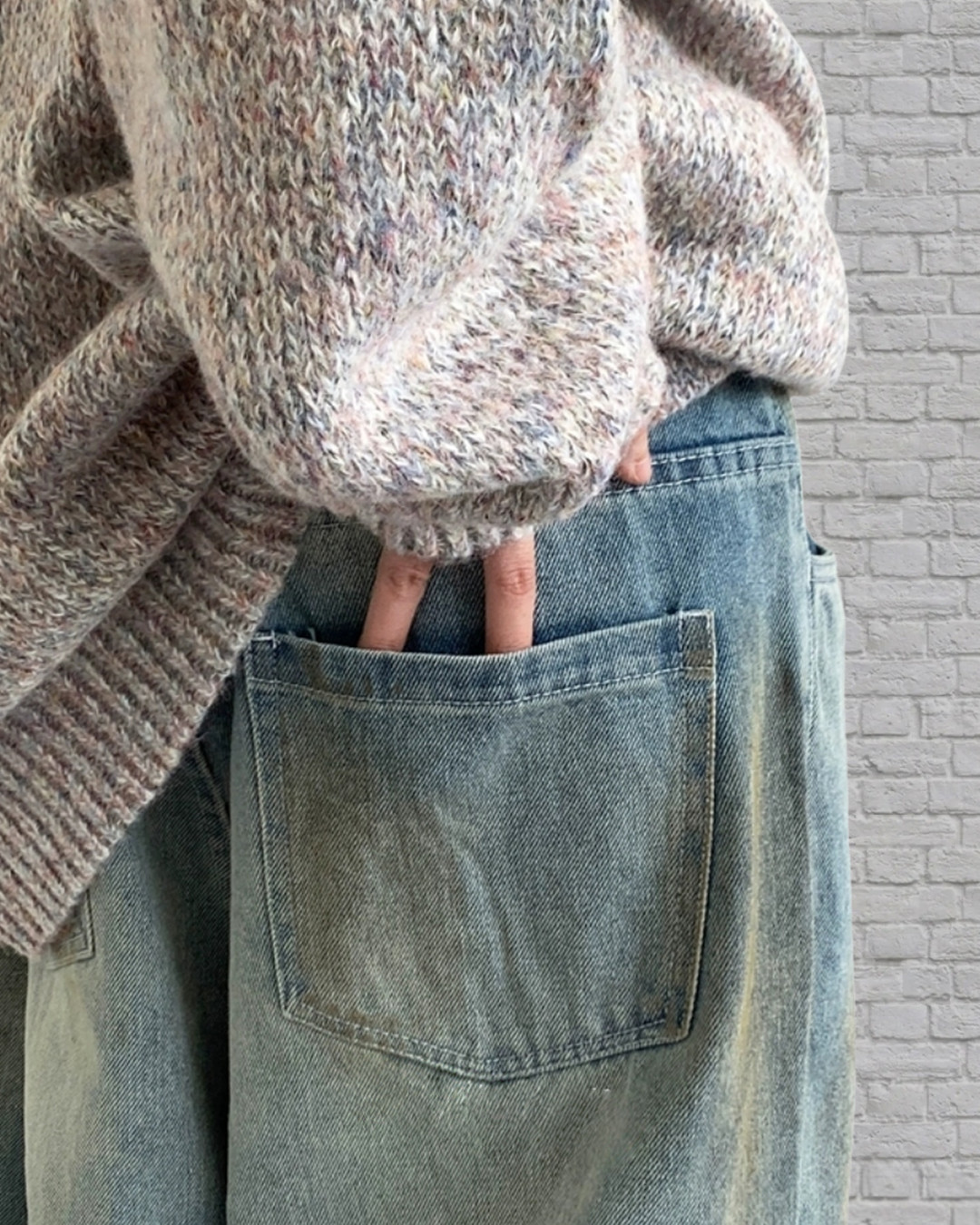 W371做舊泥染水洗牛仔褲