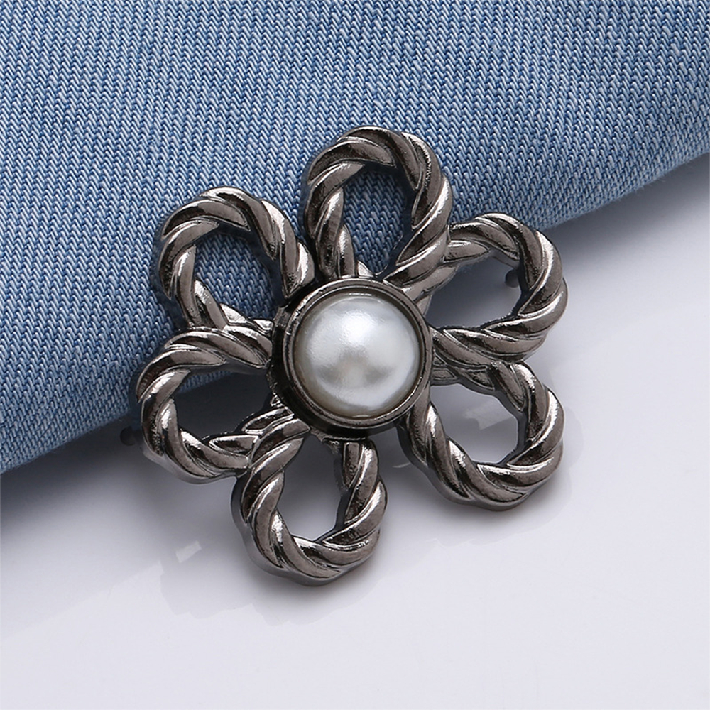 花朵收腰扣 可拆卸 免釘免縫線 腰圍調節扣 收腰對扣 金色 [平行進口] HK2728