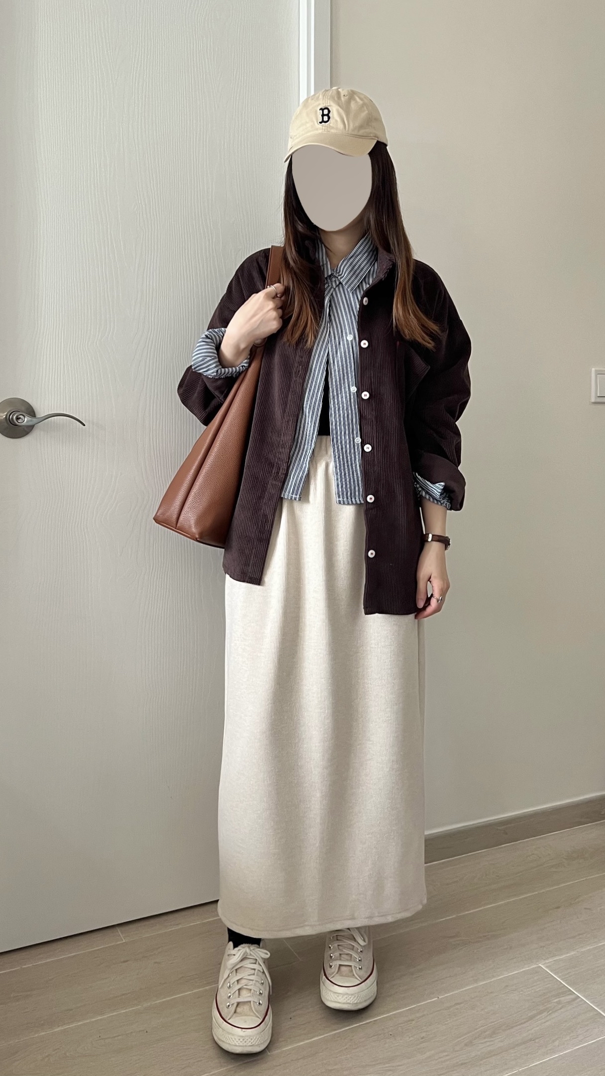 親膚軟熟細坑紋長裙 