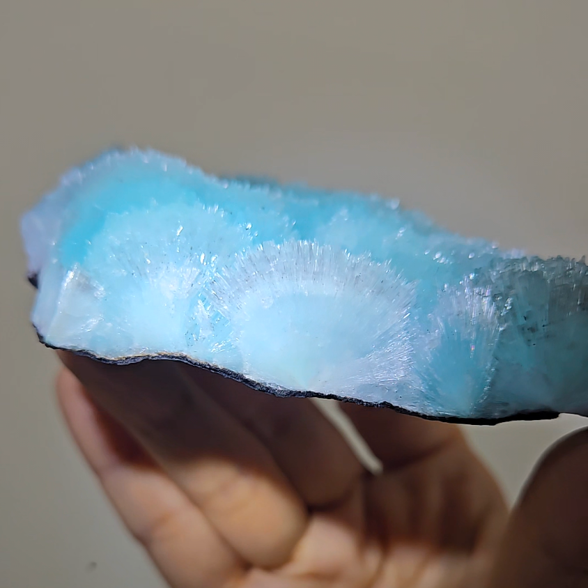 Blue aragonite needle cluster with bubble formations - AR44