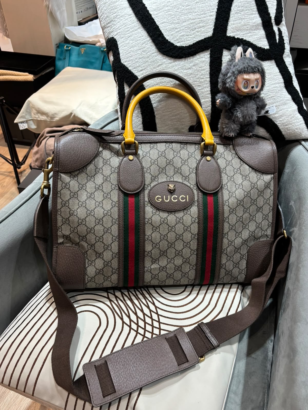 GUCCI Neo Vintage GG Monogram Web Duffle 2 way bag 480500  100%Authentic, 98%New✅Dust bag