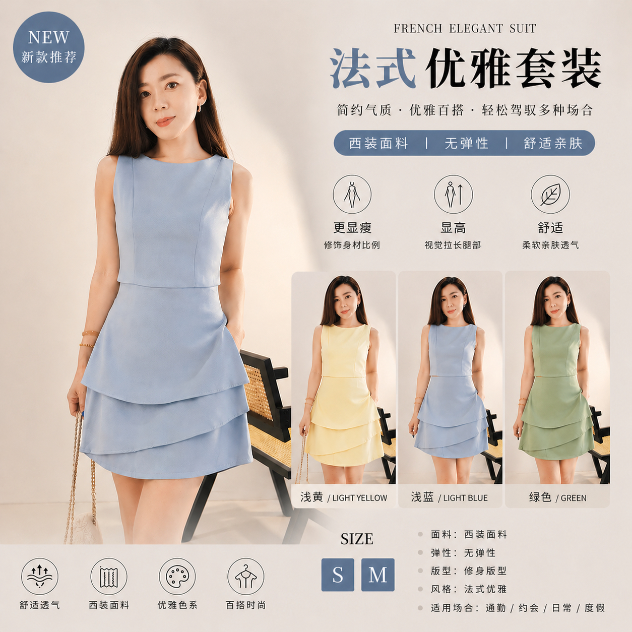 52984 CASUAL SKIRTPANT SET 西装裤裙套装