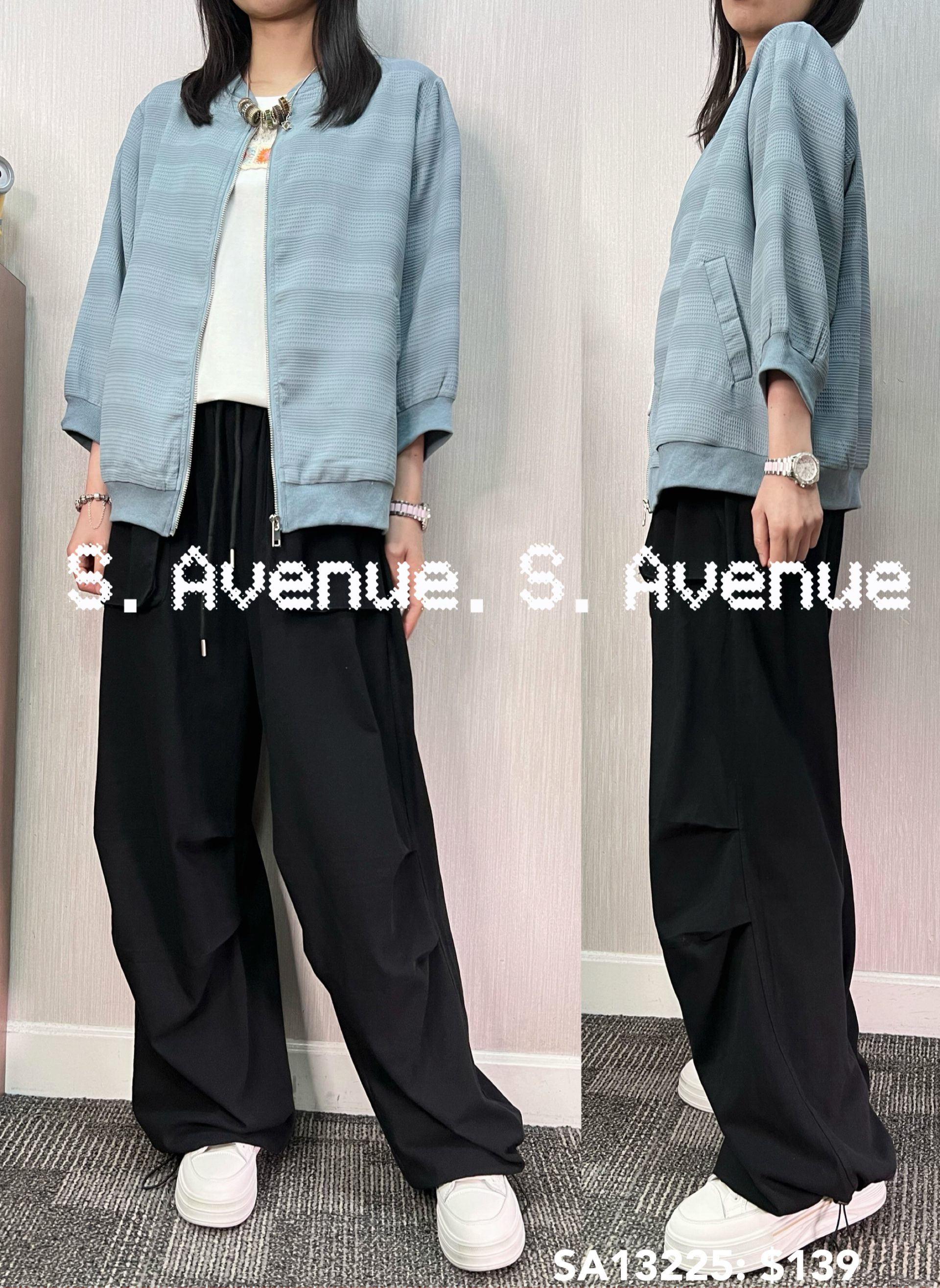 SA13225: 中袖暗間拉錬外套