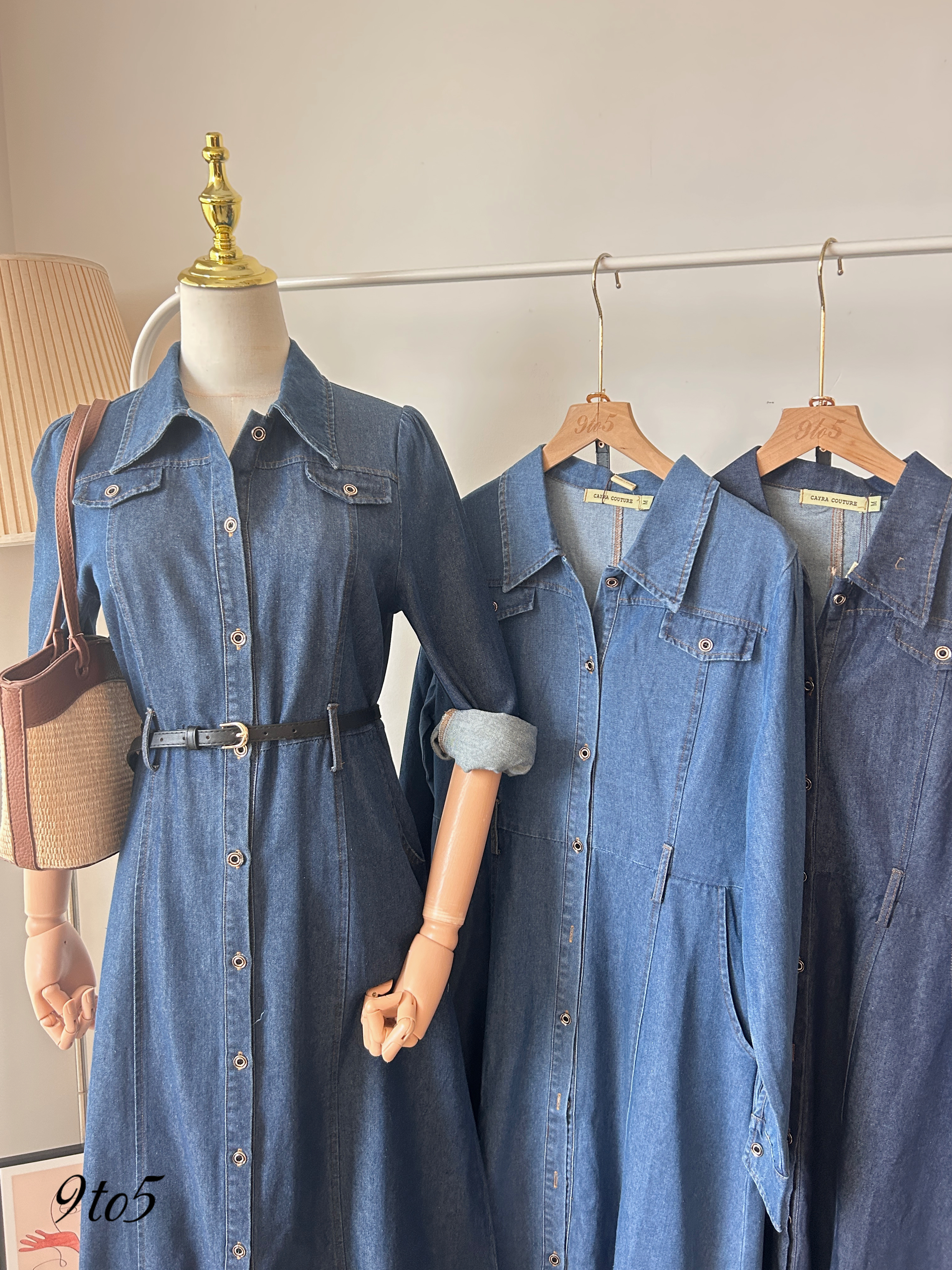 D2345 Denim Dress with belt (3 colors)