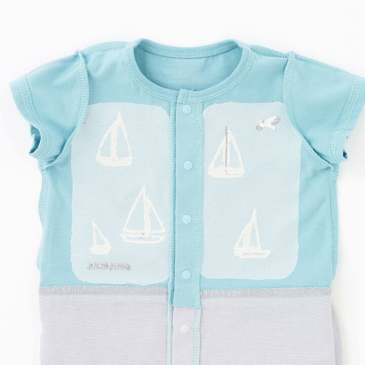 🇯🇵預訂 日本直送🇯🇵Petit Main兩色車車帆船刺繡貼花短袖連身服